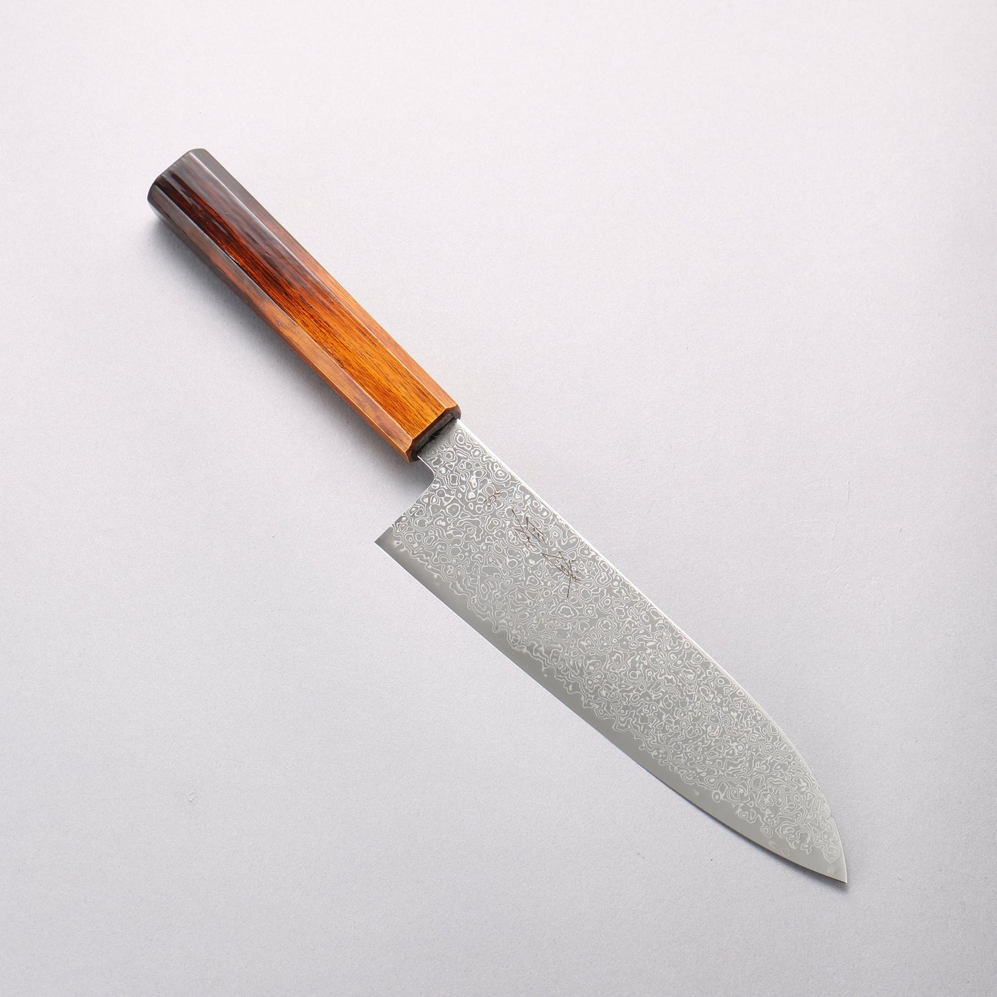 清助 SG2 ダマスカス 磨き仕上げ 三徳包丁 180mm 焼木漆塗り柄 - 清助刃物