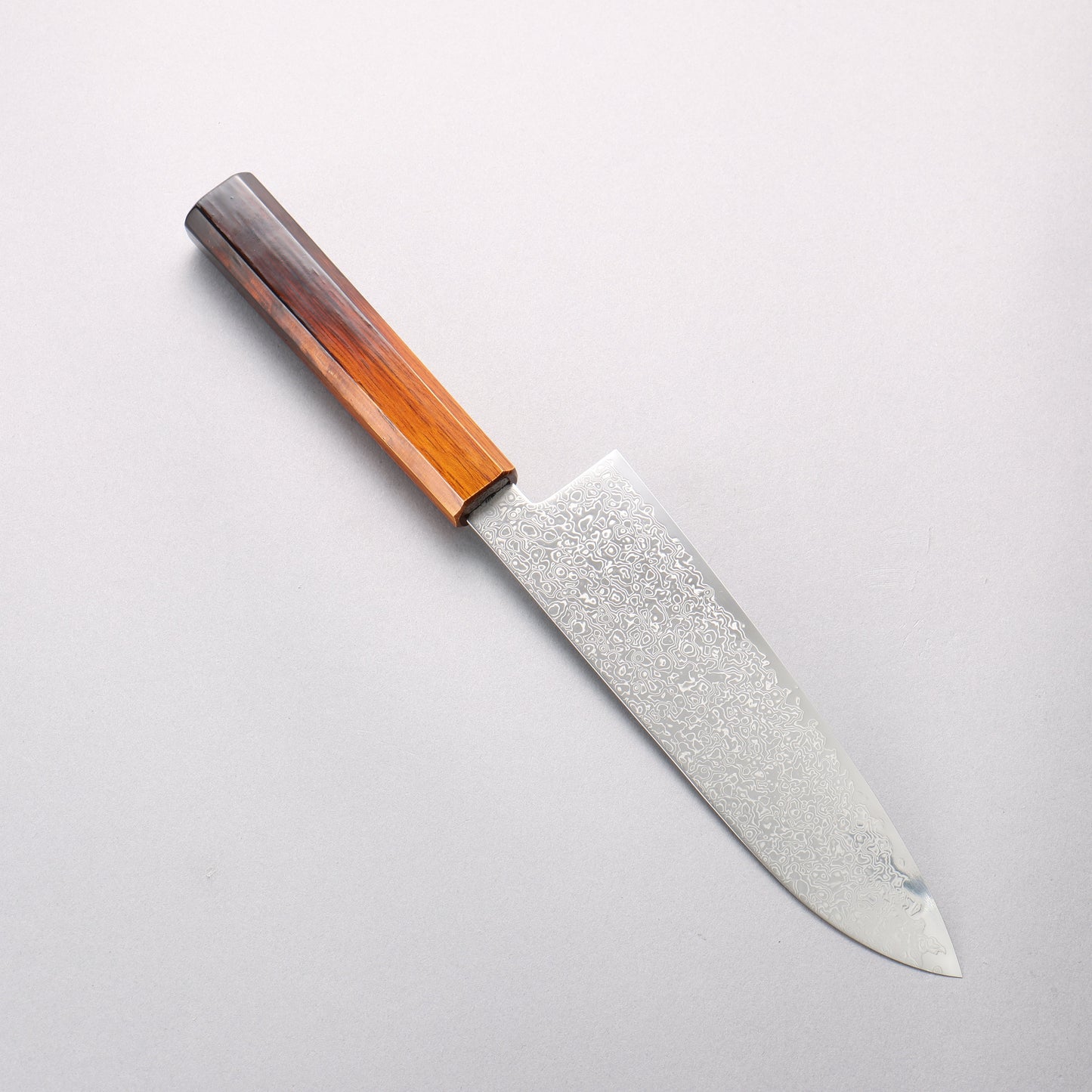 清助 SG2 ダマスカス 磨き仕上げ 三徳包丁 180mm 焼木漆塗り柄 - 清助刃物
