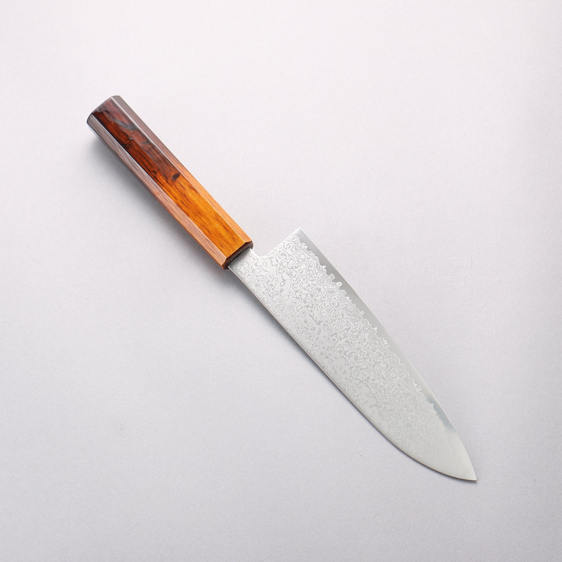 清助 V金10号 ダマスカス 三徳包丁 180mm 焼木漆塗り柄 - 清助刃物
