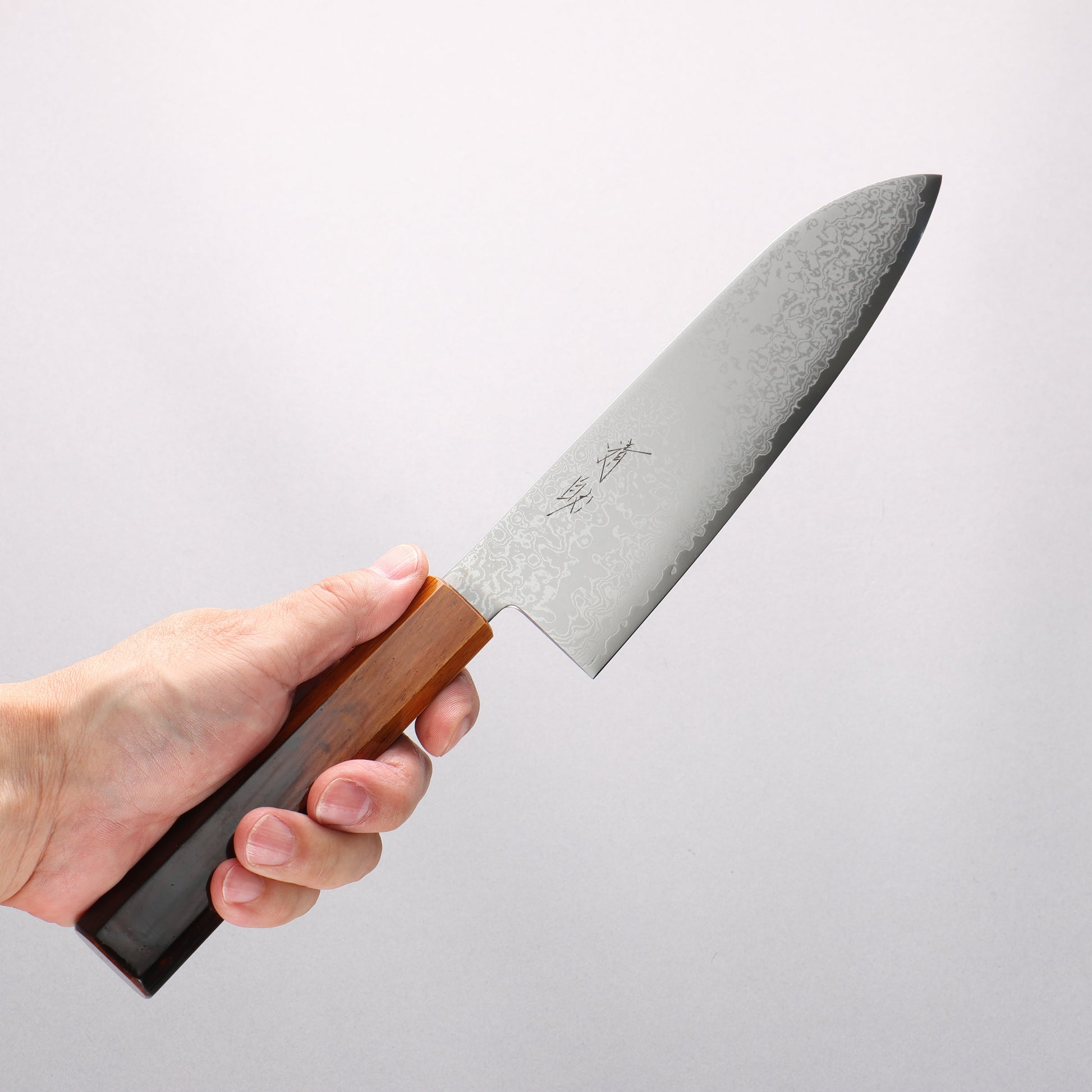 清助 V金10号 ダマスカス 三徳包丁 180mm 焼木漆塗り柄 - 清助刃物