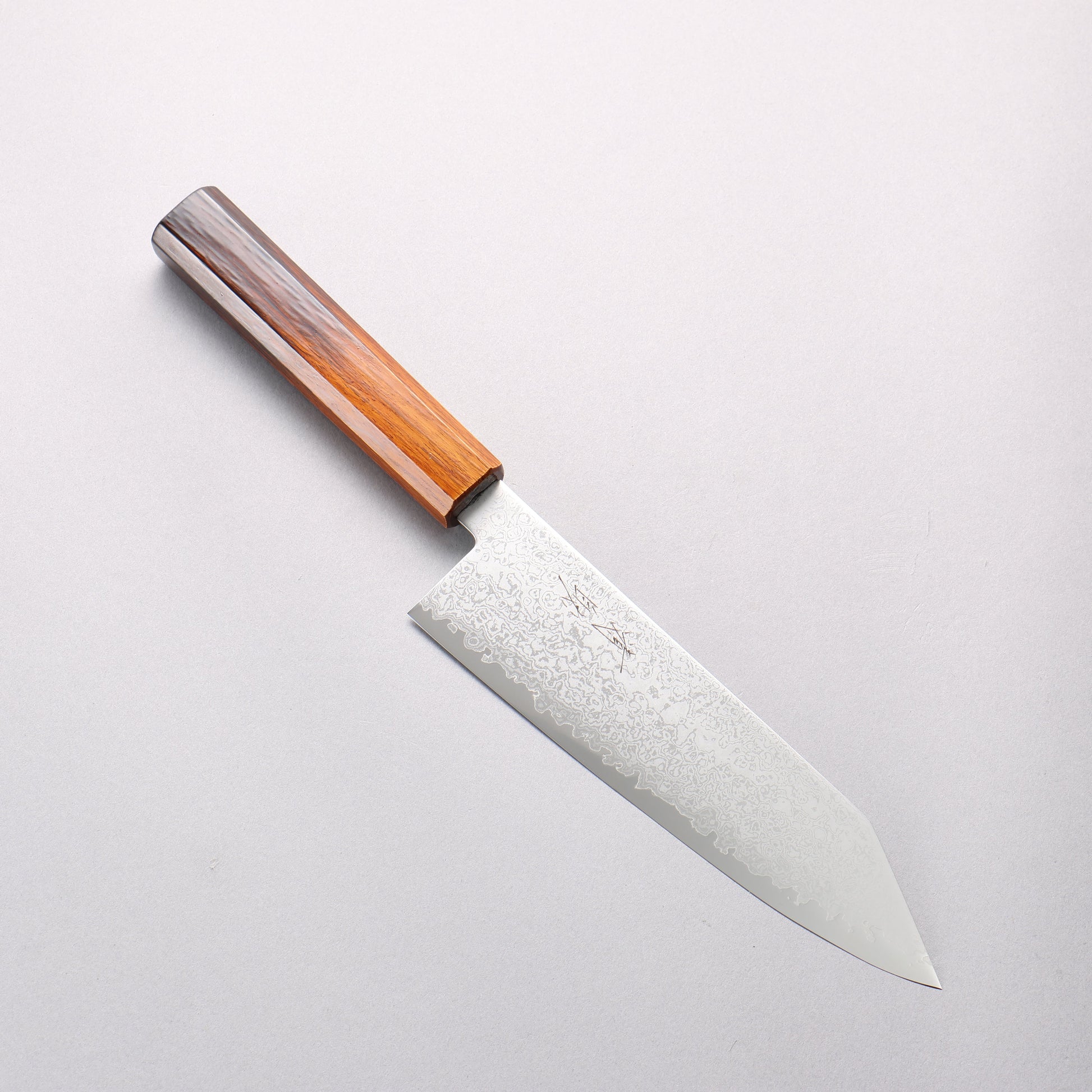 清助 V金10号 ダマスカス 切付三徳包丁 180mm 焼木漆塗り柄 - 清助刃物