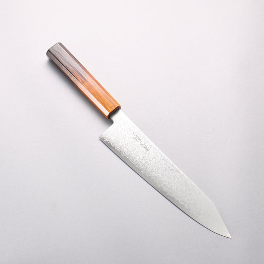 清助 V金10号 ダマスカス 切付牛刀包丁 210mm 焼木漆塗り柄 - 清助刃物