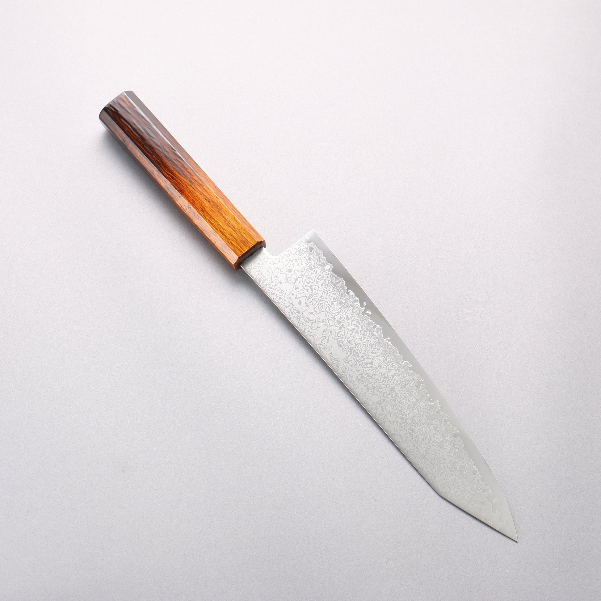 清助 V金10号 ダマスカス 切付牛刀包丁 210mm 焼木漆塗り柄 - 清助刃物