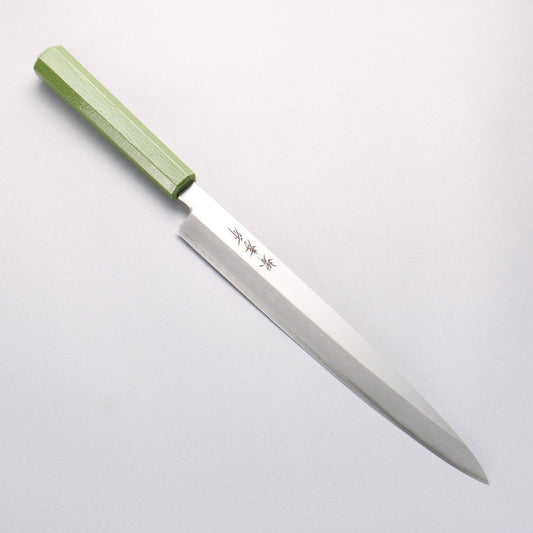 堺 孝行 なないろ INOX モリブデン鋼 柳刃包丁 270mm ABS樹脂(黄緑パール)柄 - 清助刃物