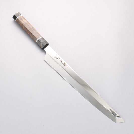 堺 孝行 銀龍 本焼 スウェーデン鋼 鏡面仕上げ 先丸柳刃包丁 300mm スタビライズドウッド柄 鞘付き - 清助刃物