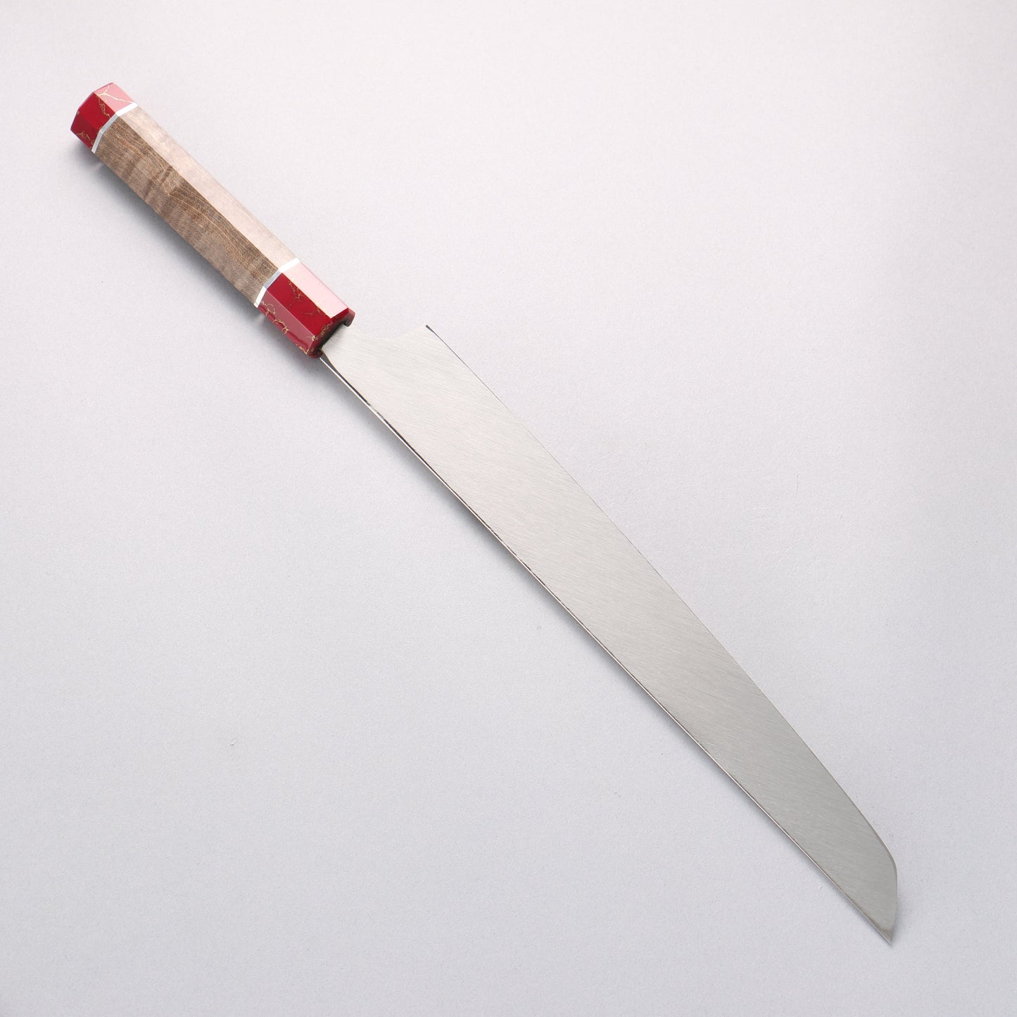 堺 孝行 銀龍 本焼 スウェーデン鋼 鏡面仕上げ 先丸柳刃包丁 300mm スタビライズドウッド柄 鞘付き - 清助刃物