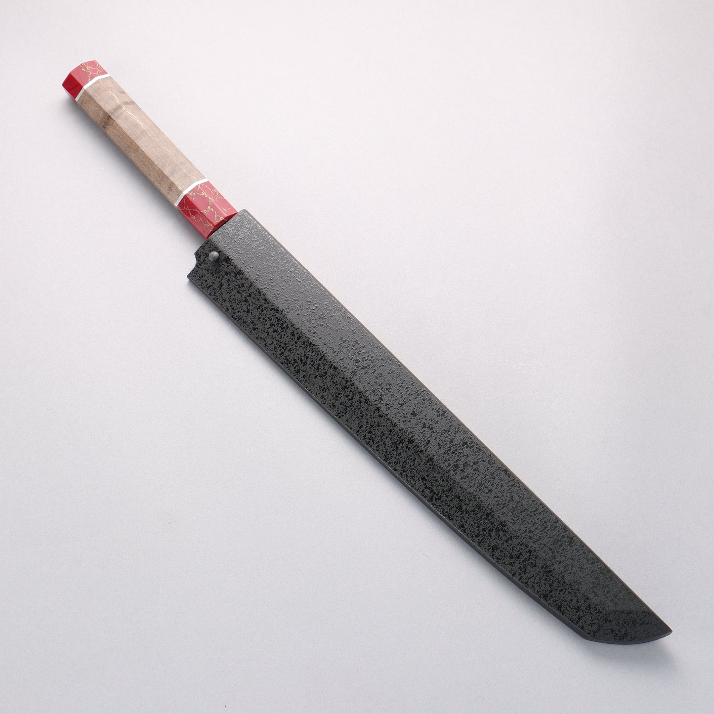 堺 孝行 銀龍 本焼 スウェーデン鋼 鏡面仕上げ 先丸柳刃包丁 300mm スタビライズドウッド柄 鞘付き - 清助刃物