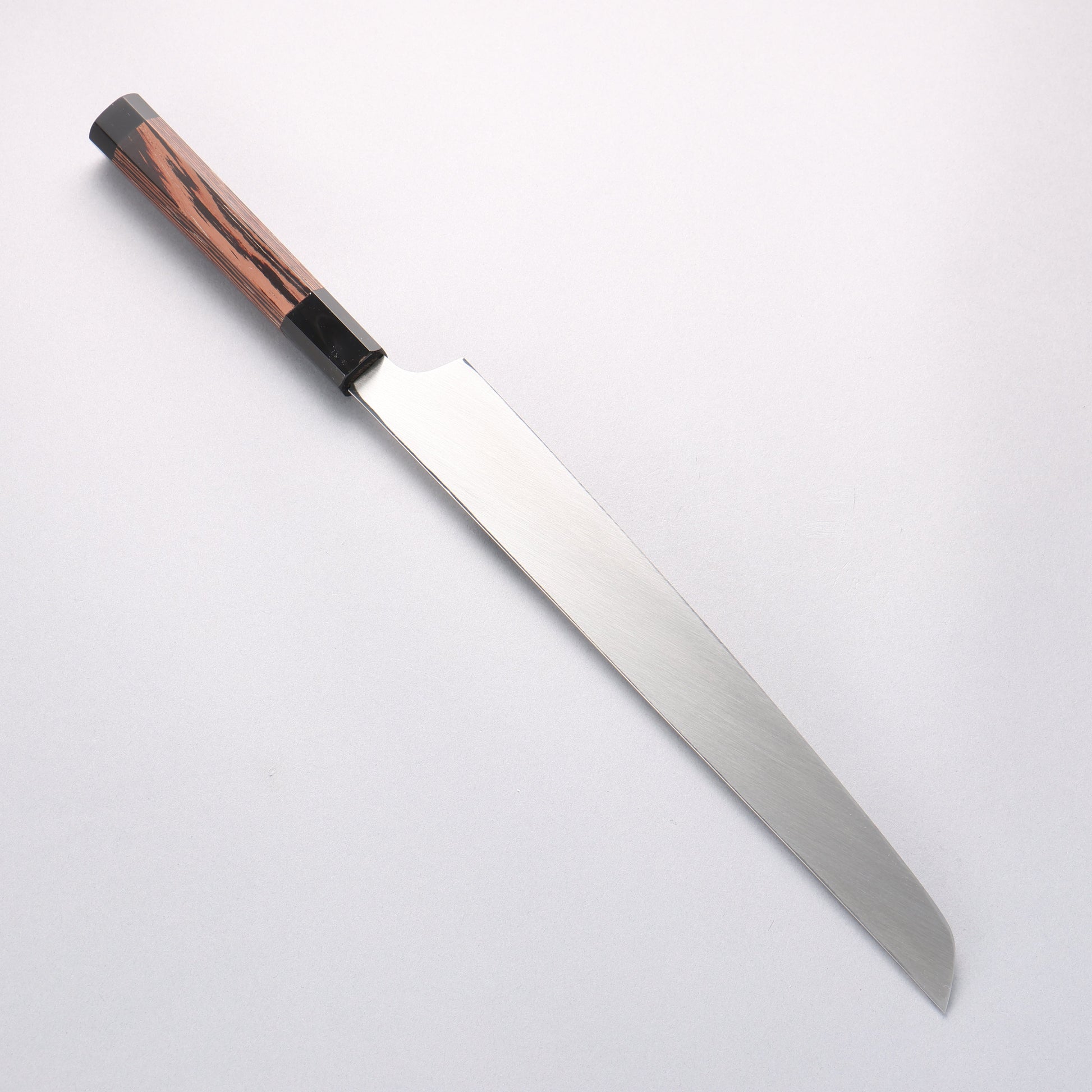 堺 孝行 銀龍 本焼 スウェーデン鋼 鏡面仕上げ 先丸柳刃包丁 300mm ウェンジ(両側水牛リング付き）柄 鞘付き - 清助刃物