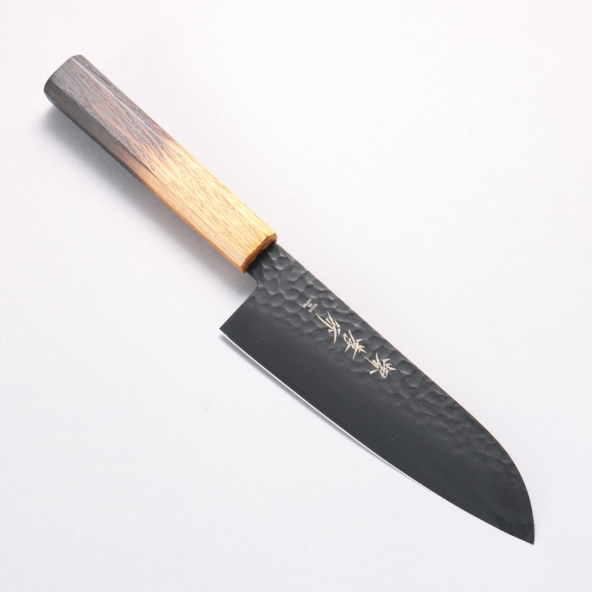 堺 孝行 黒影 V金10号 鎚目 テフロン加工 三徳包丁 170mm 樫焼柄
