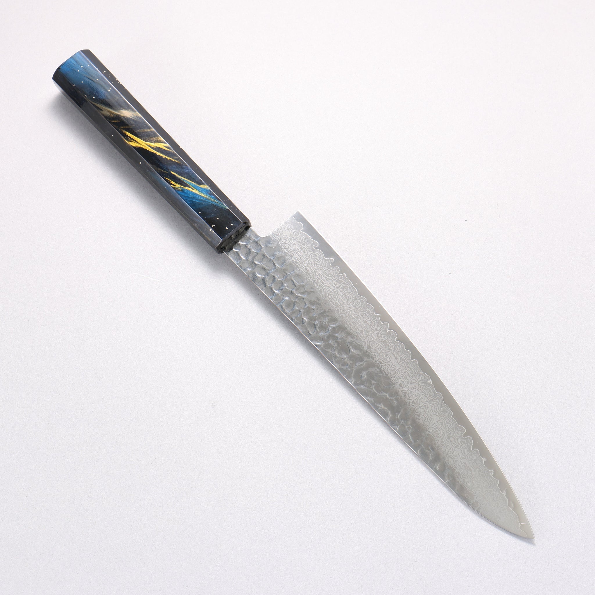 堺 孝行 V金10号 33層ダマスカス 牛刀包丁 210mm 樫の木漆塗り(彩宇)柄 - 清助刃物