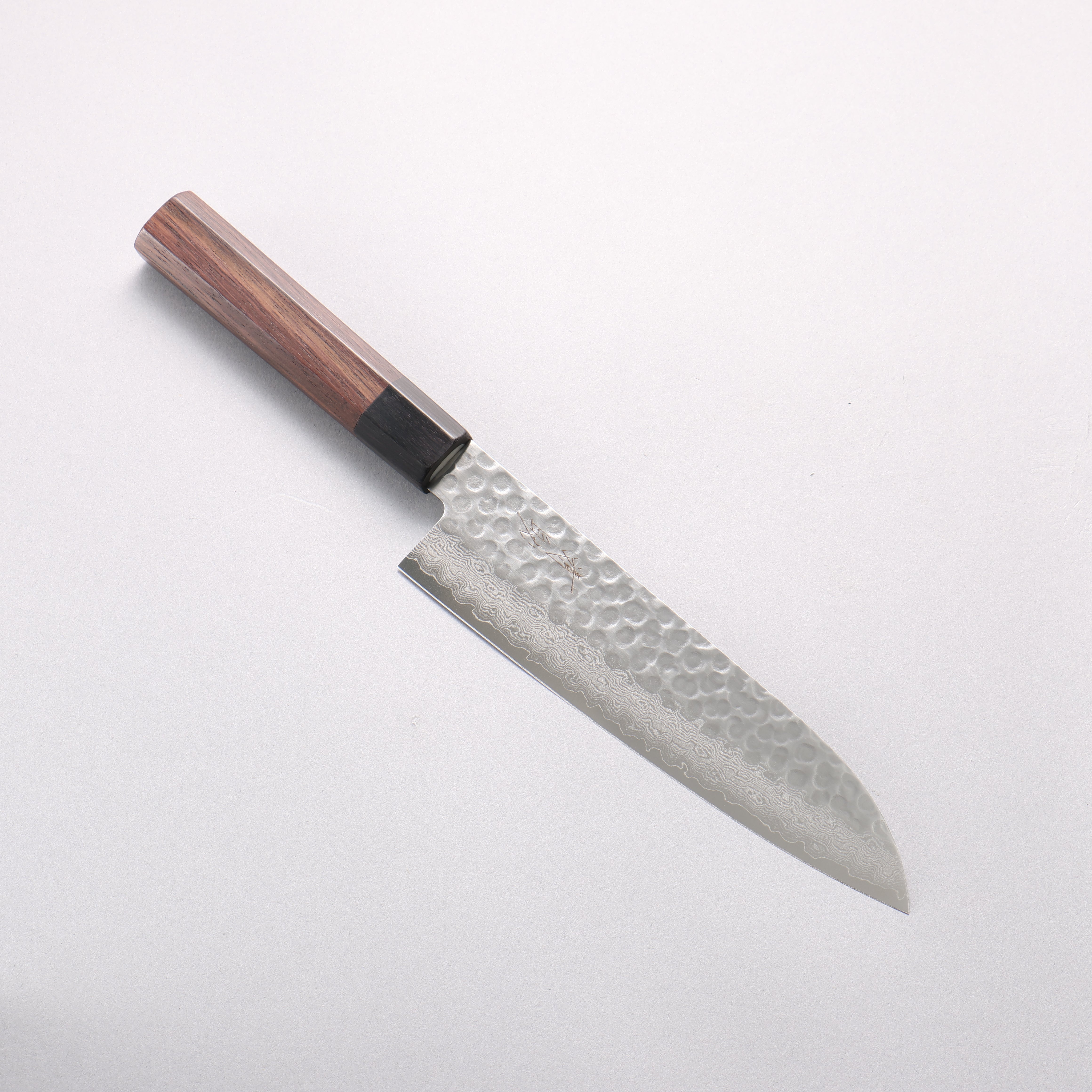 清助 V金10号 鎚目 ダマスカス 三徳包丁 180mm 紫檀 (口輪：黒合板)柄 