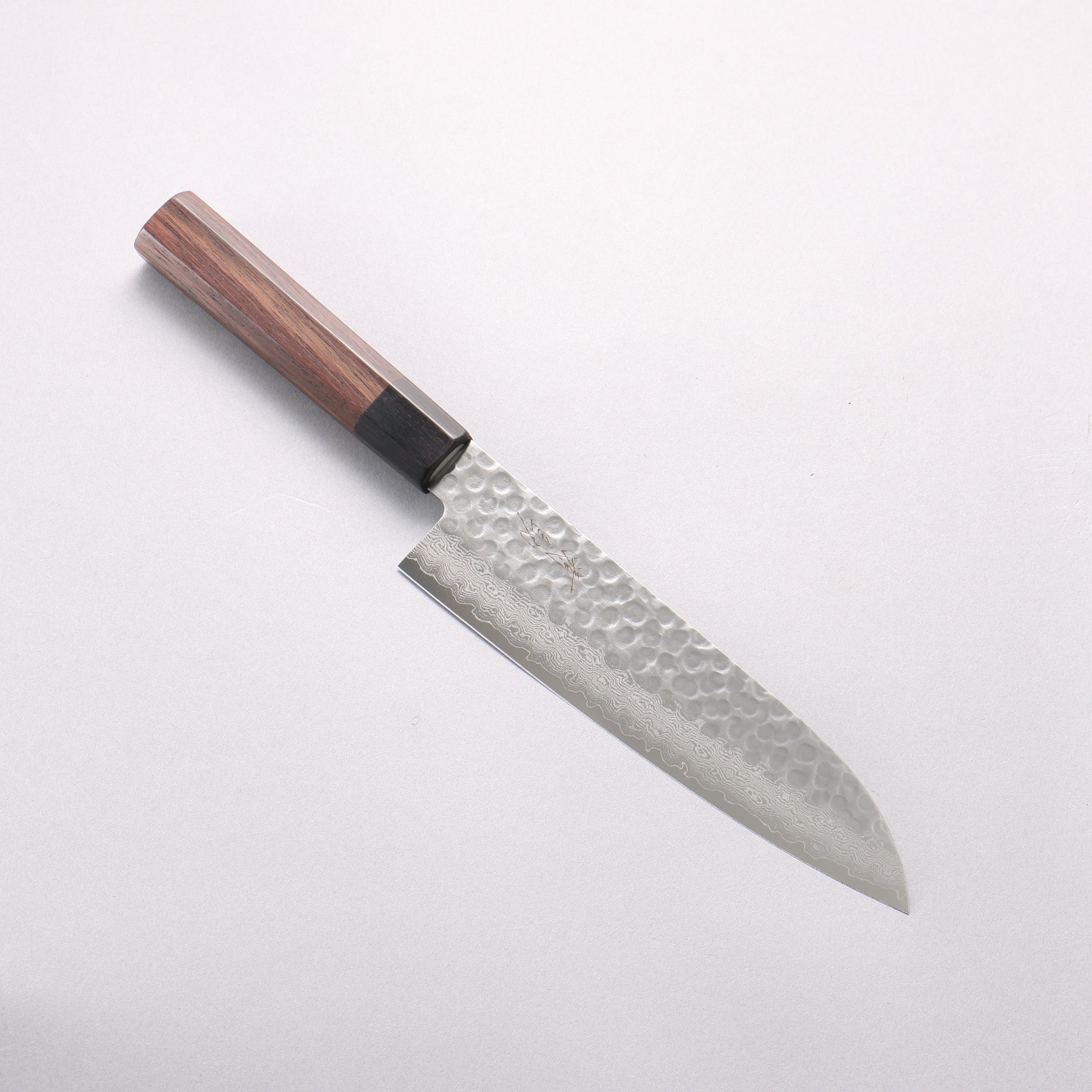 清助 V金10号 鎚目 ダマスカス 三徳包丁 180mm 紫檀 (口輪：黒合板)柄 