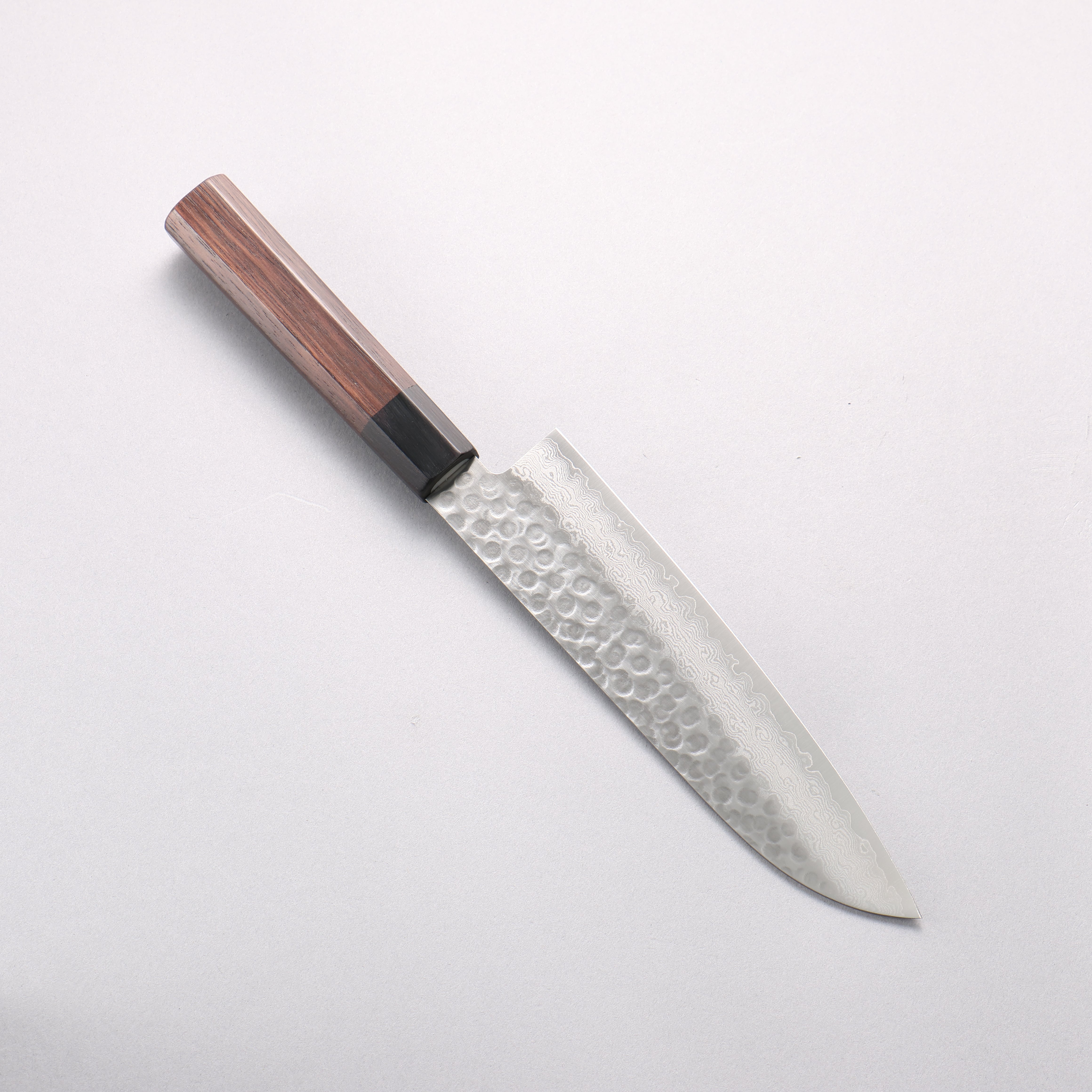 清助 V金10号 鎚目 ダマスカス 三徳包丁 180mm 紫檀 (口輪：黒合板)柄 