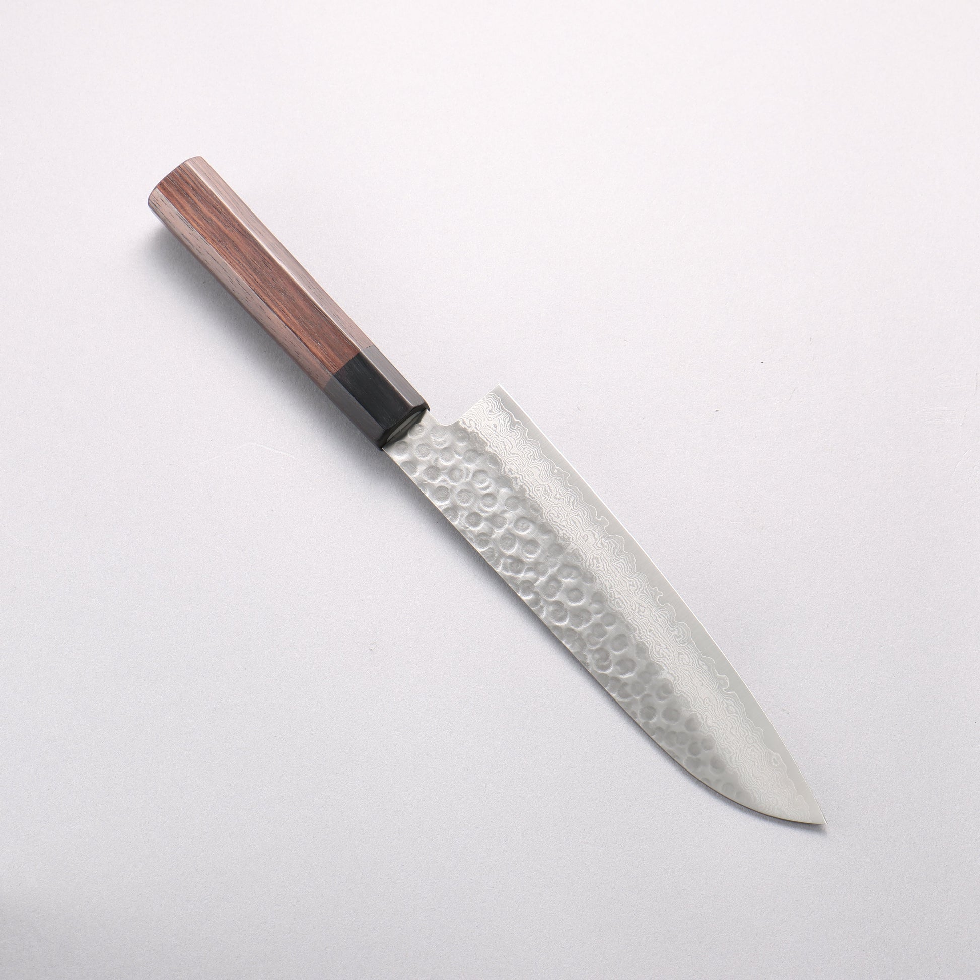 清助 V金10号 鎚目 ダマスカス 三徳包丁 180mm 紫檀 (口輪：黒合板)柄 - 清助刃物