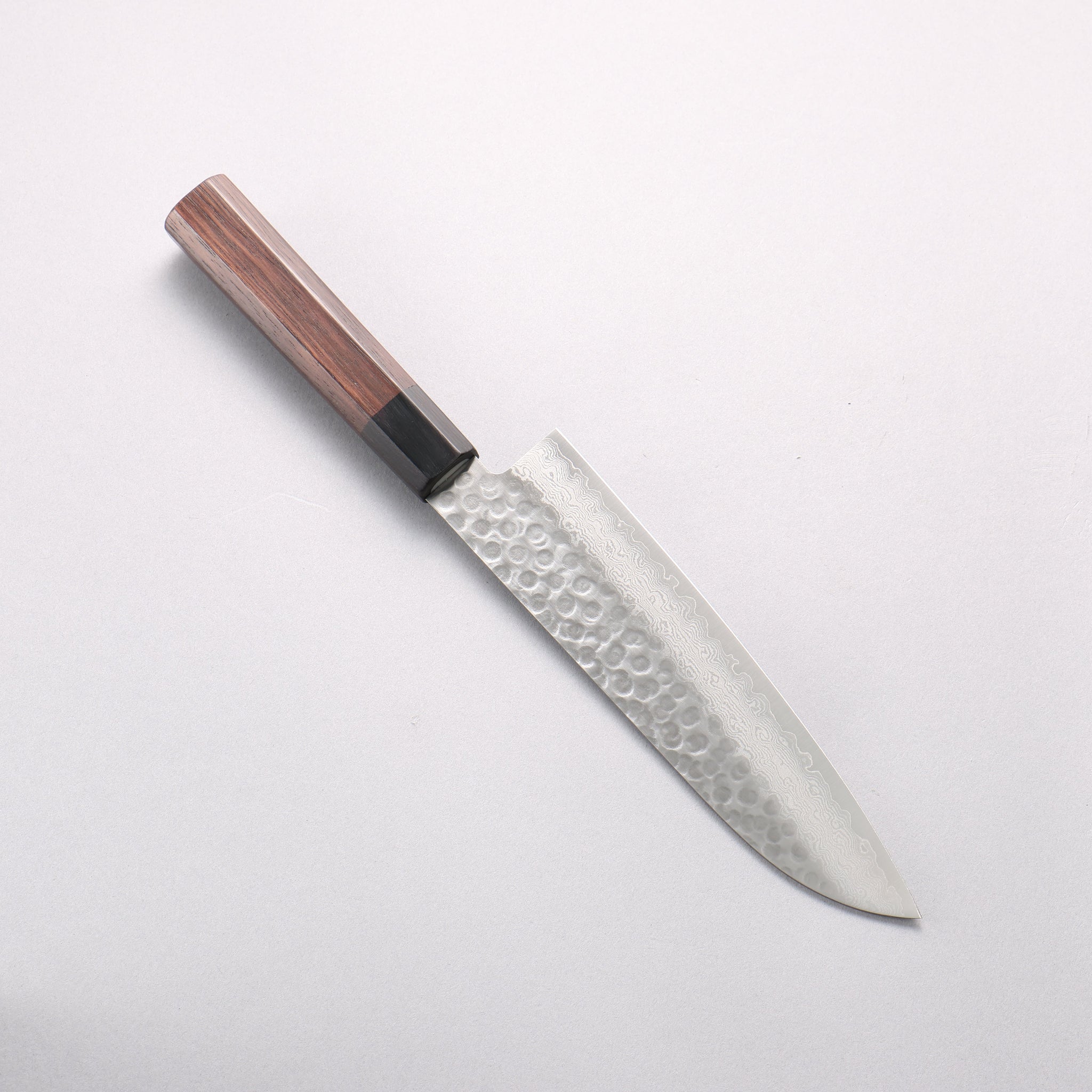 清助 V金10号 鎚目 ダマスカス 三徳包丁 180mm 紫檀 (口輪：黒合板)柄 