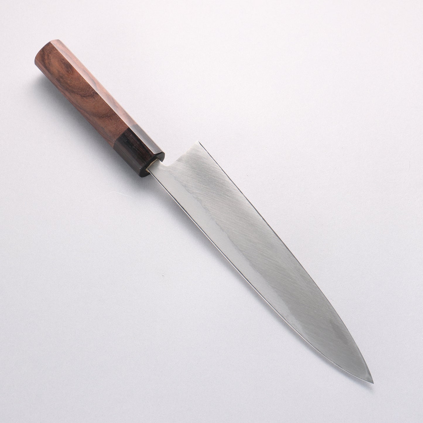 北岡 英雄 白ニ鋼 ダマスカス 身卸出刃 和包丁 240mm 紫檀柄 - 清助刃物