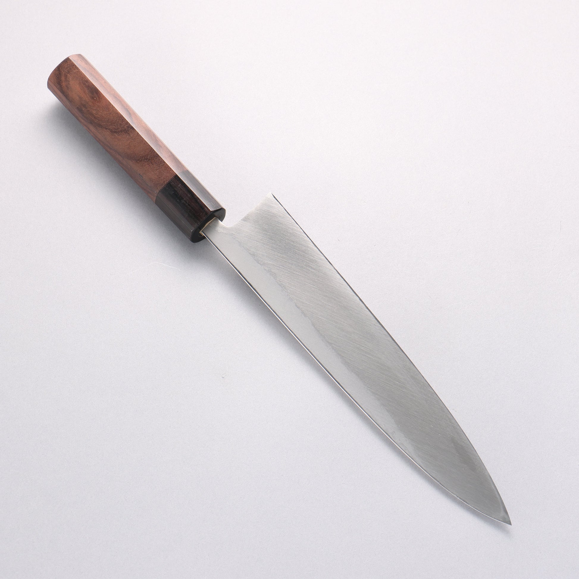 北岡 英雄 白ニ鋼 ダマスカス 身卸出刃 和包丁 240mm 紫檀柄 - 清助刃物