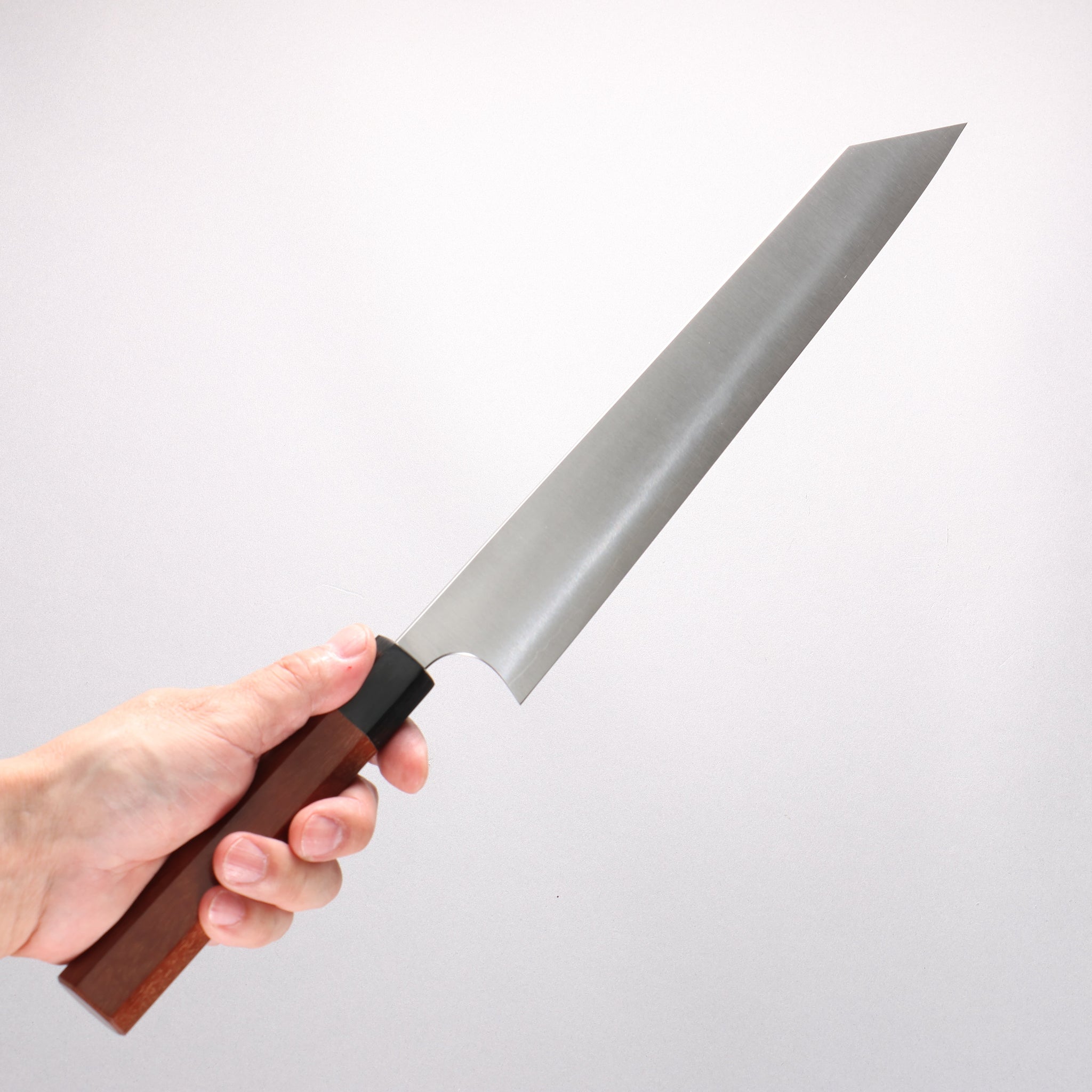 柴田崇行 甲鉄 青スーパー鋼 筋引包丁 270mm 紫檀 (口輪：黒合板)柄 - 清助刃物