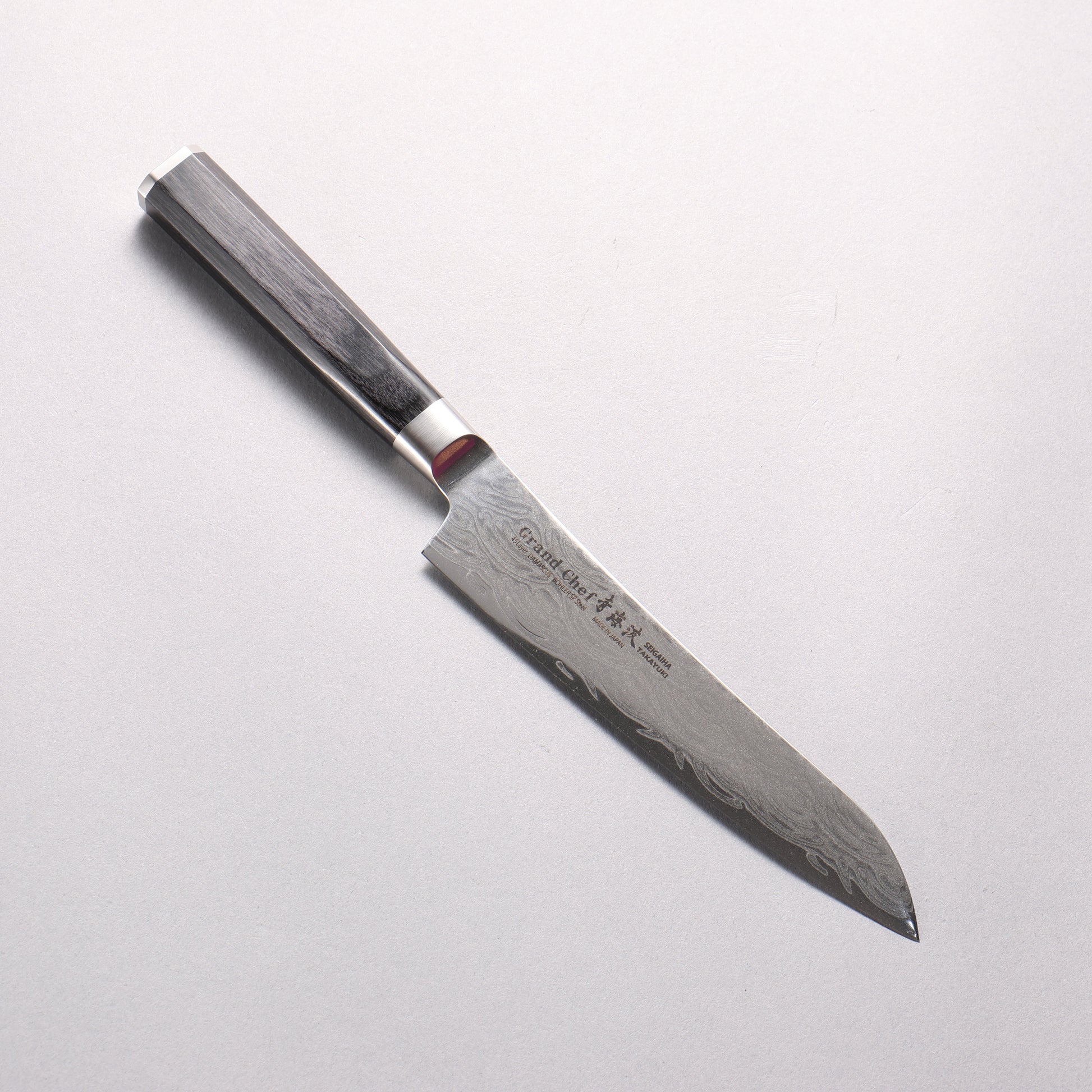 堺 孝行 青海波 Böhler SP スチール 45層ダマスカス 磨き仕上げ ペティーナイフ 150mm 黒合板柄 - 清助刃物