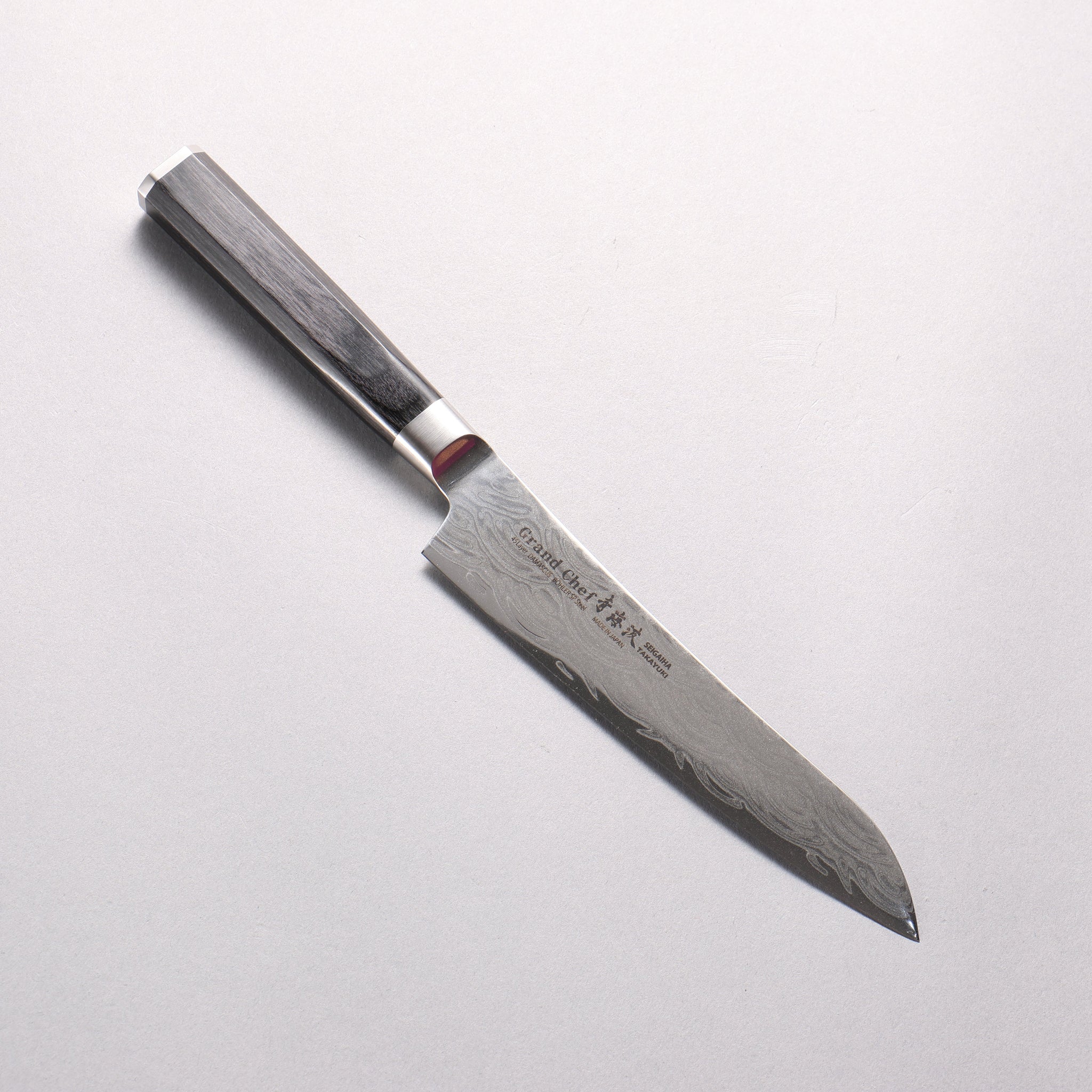 堺 孝行 青海波 Böhler SP スチール 45層ダマスカス 磨き仕上げ ペティーナイフ 150mm 黒合板柄 - 清助刃物