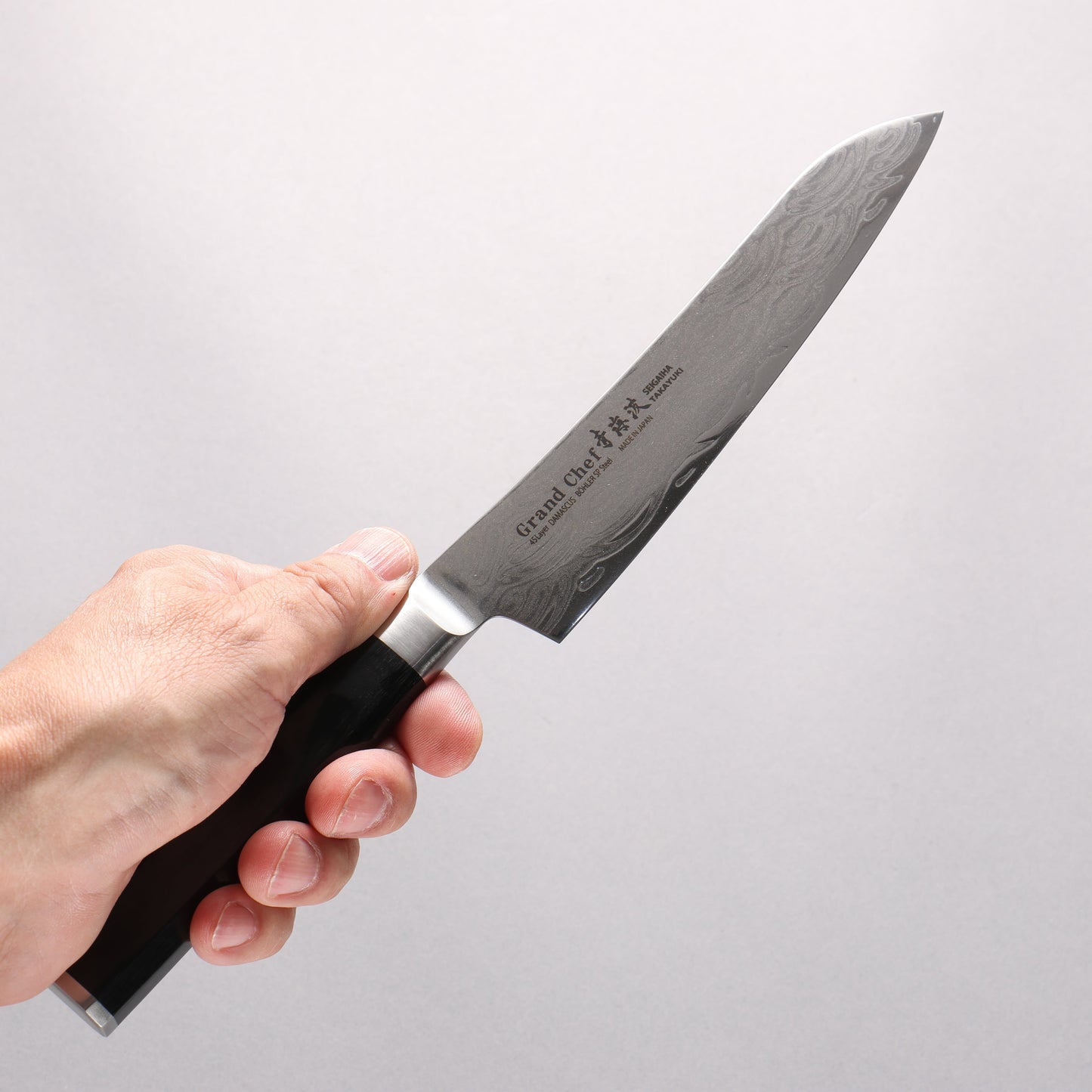 堺 孝行 青海波 Böhler SP スチール 45層ダマスカス 磨き仕上げ ペティーナイフ 150mm 黒合板柄 - 清助刃物