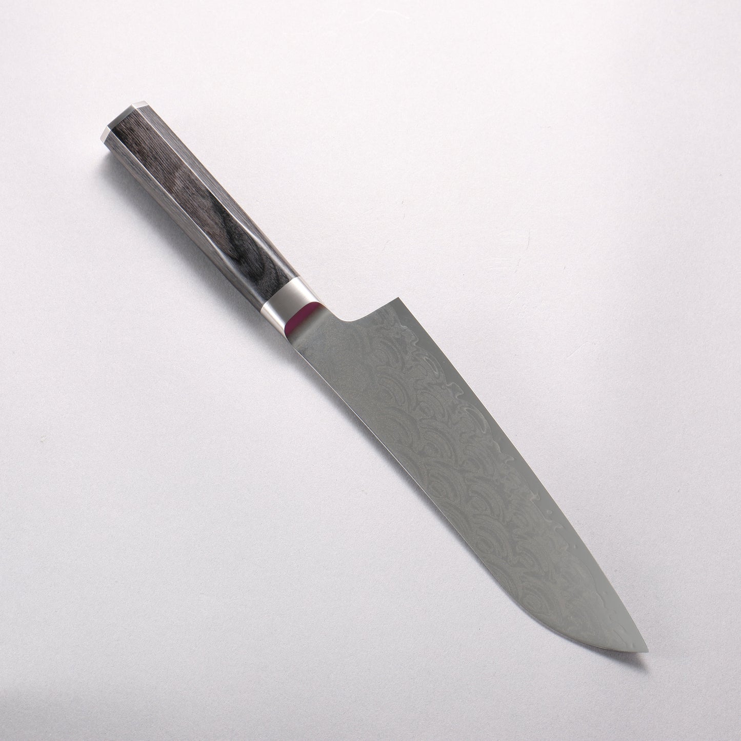 堺 孝行 青海波 Böhler SP スチール 45層ダマスカス 磨き仕上げ 三徳包丁 180mm 黒合板柄 - 清助刃物
