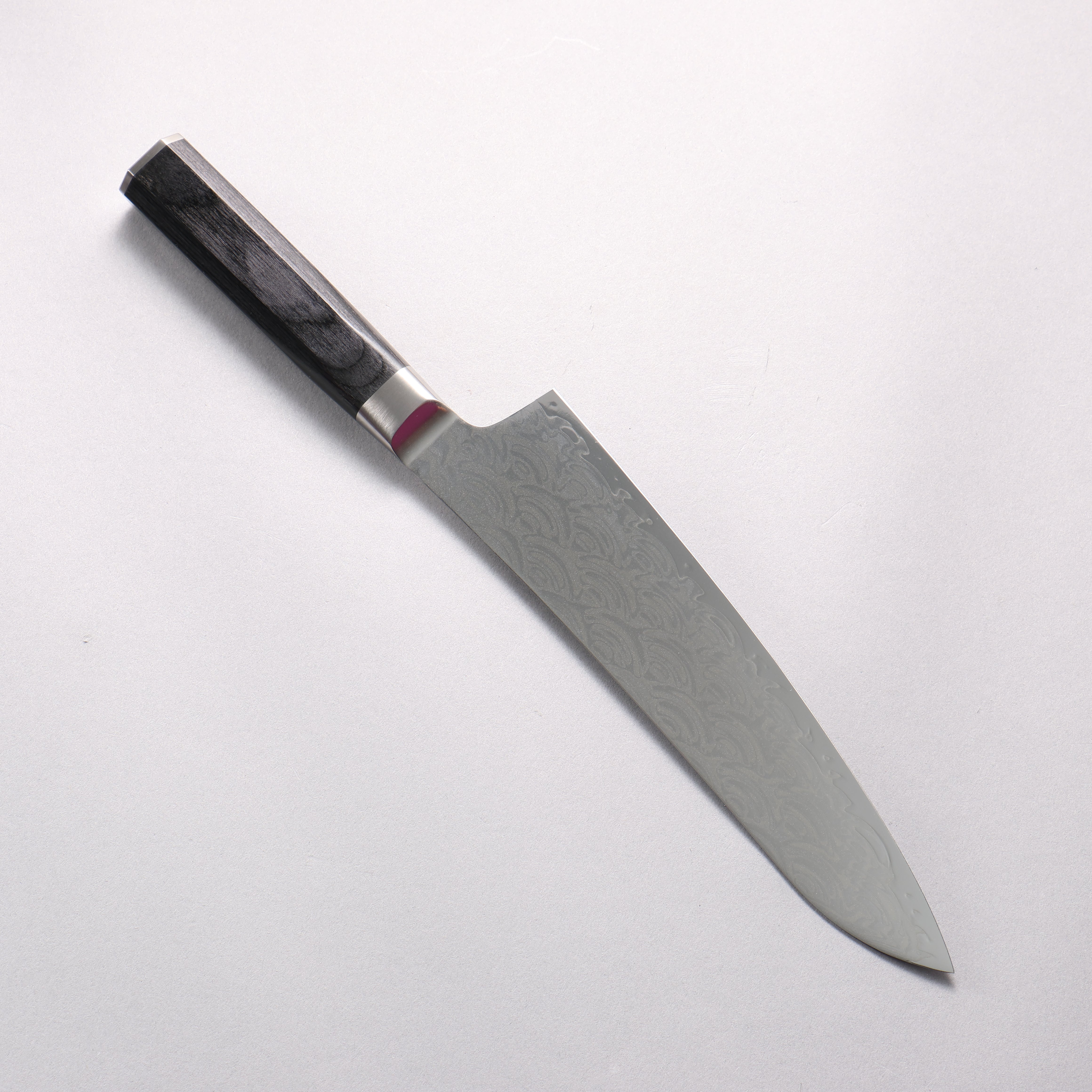 堺 孝行 青海波 Böhler SP スチール 45層ダマスカス 磨き仕上げ 牛刀包丁 210mm 黒合板柄 - 清助刃物
