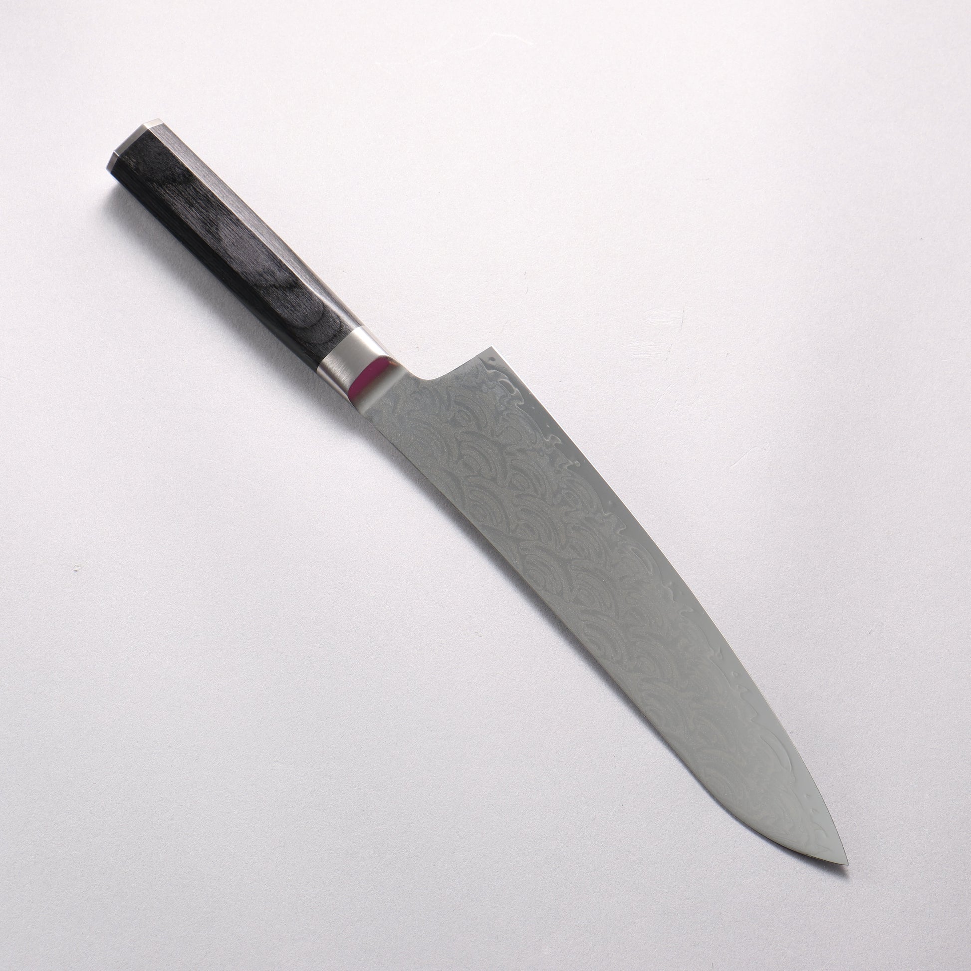 堺 孝行 青海波 Böhler SP スチール 45層ダマスカス 磨き仕上げ 牛刀包丁 210mm 黒合板柄 - 清助刃物