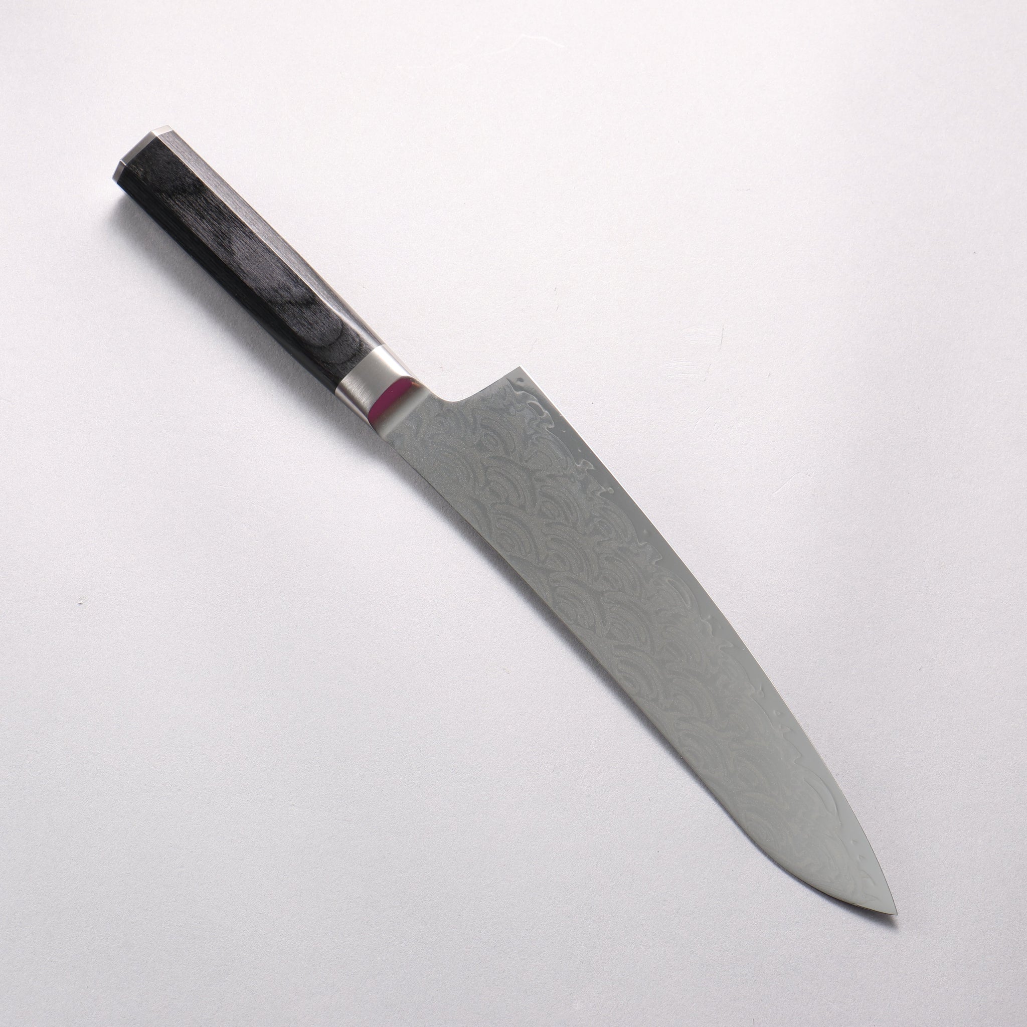 堺 孝行 青海波 Böhler SP スチール 45層ダマスカス 磨き仕上げ 牛刀包丁 210mm 黒合板柄 - 清助刃物