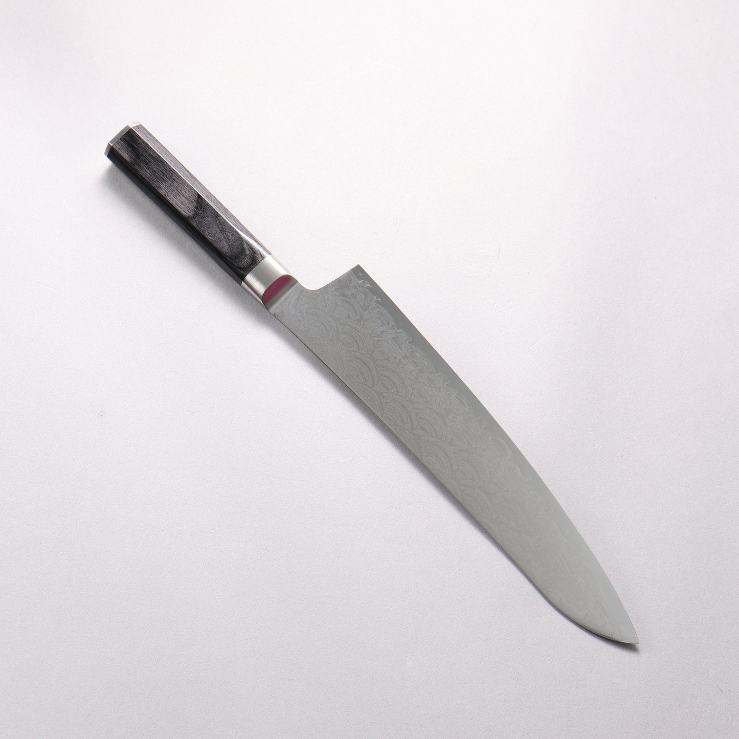 堺 孝行 青海波 Böhler SP スチール 45層ダマスカス 磨き仕上げ 牛刀包丁 240mm 黒合板柄 - 清助刃物