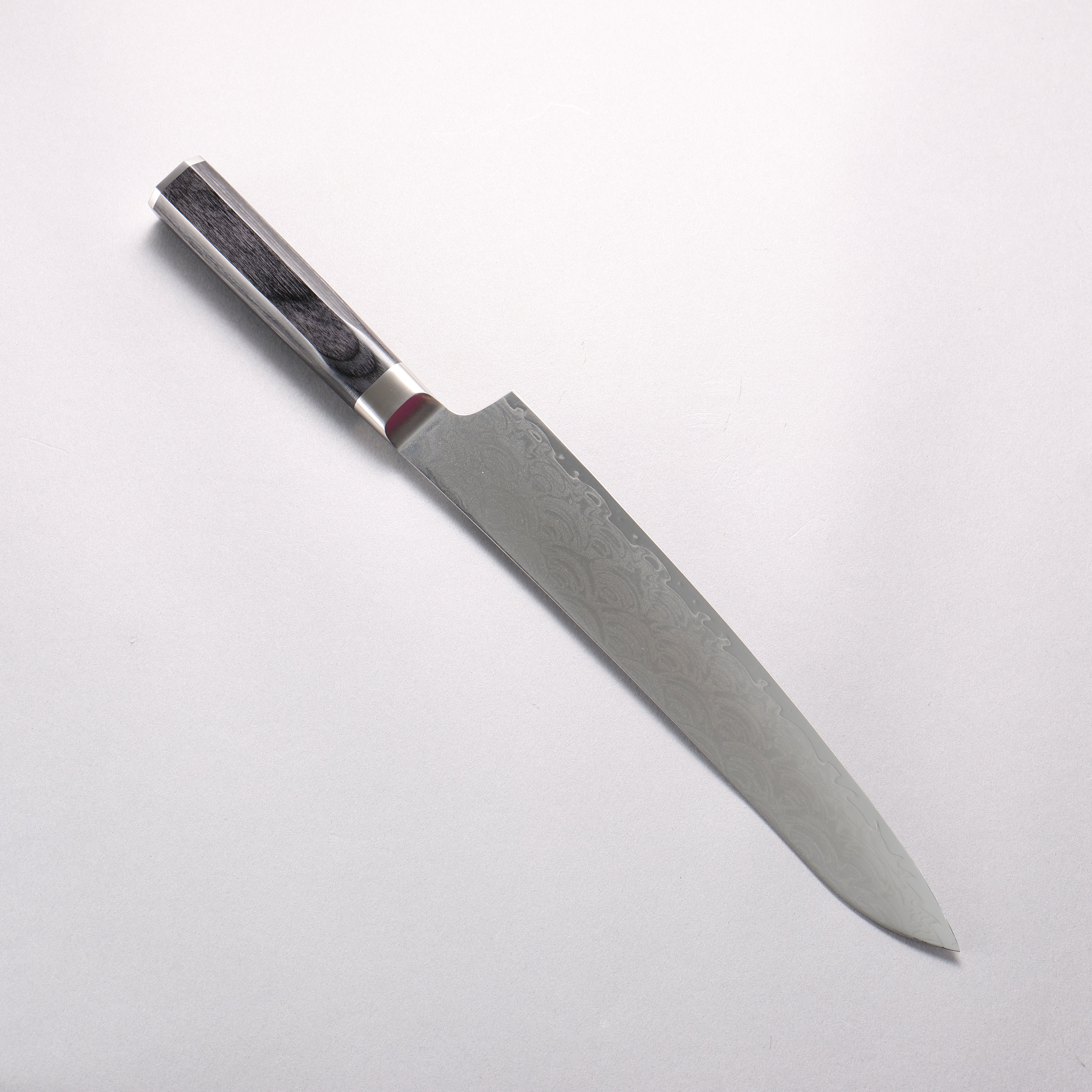 堺 孝行 青海波 Böhler SP スチール 45層ダマスカス 磨き仕上げ 筋引包丁 240mm 黒合板柄