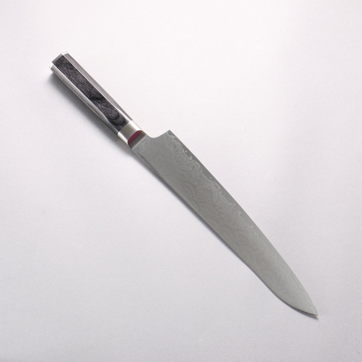 堺 孝行 青海波 Böhler SP スチール 45層ダマスカス 磨き仕上げ 筋引包丁 240mm 黒合板柄 - 清助刃物