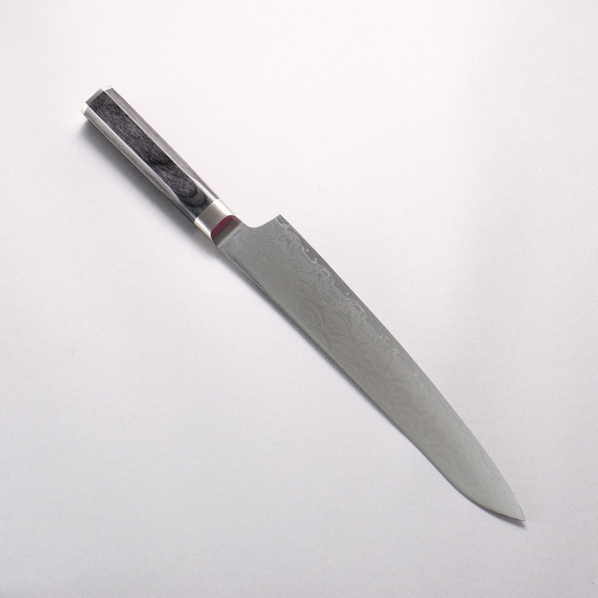 堺 孝行 青海波 Böhler SP スチール 45層ダマスカス 磨き仕上げ 筋引包丁 240mm 黒合板柄
