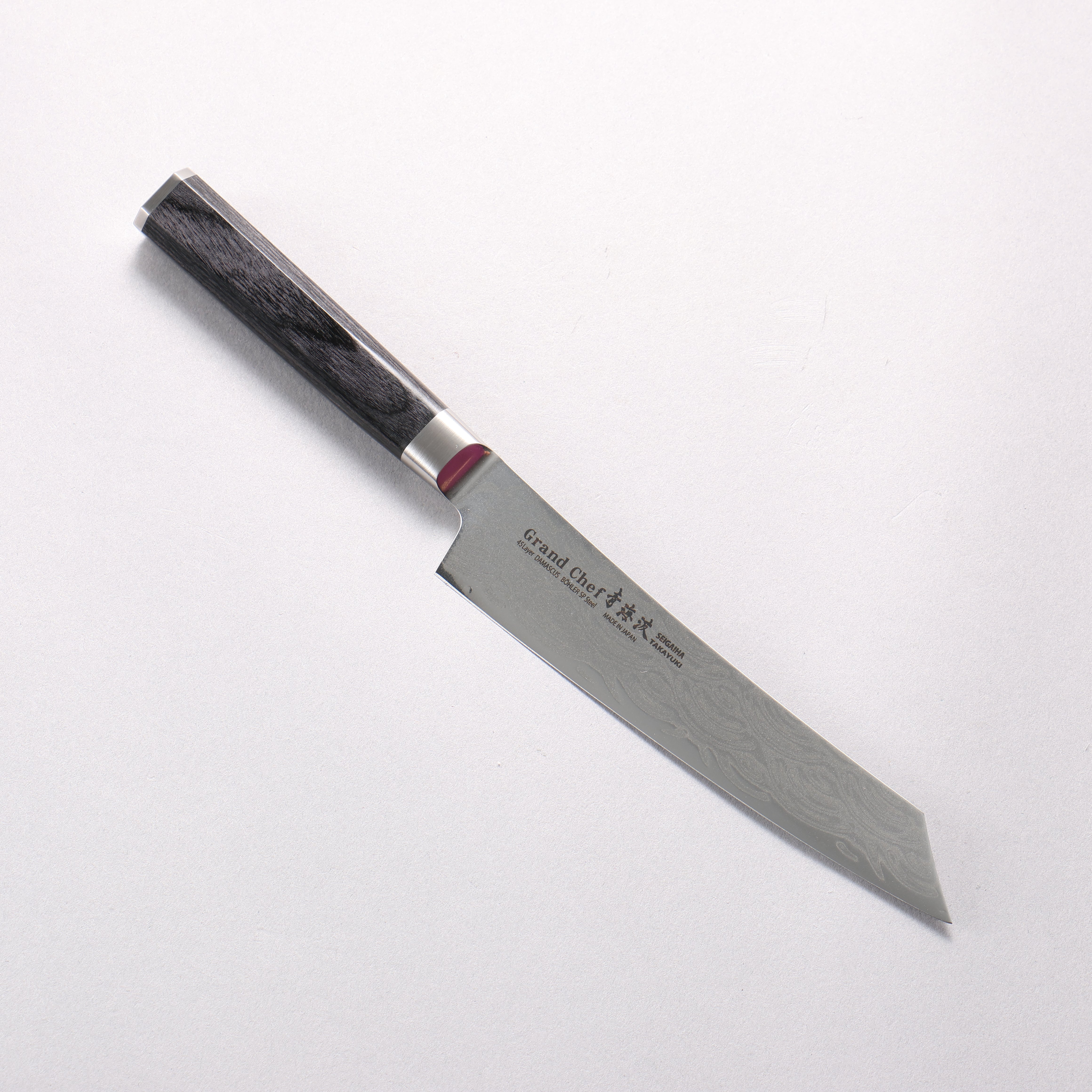 堺 孝行 青海波 Böhler SP スチール 45層ダマスカス 磨き仕上げ 剣型ペティナイフ包丁 150mm 黒合板柄