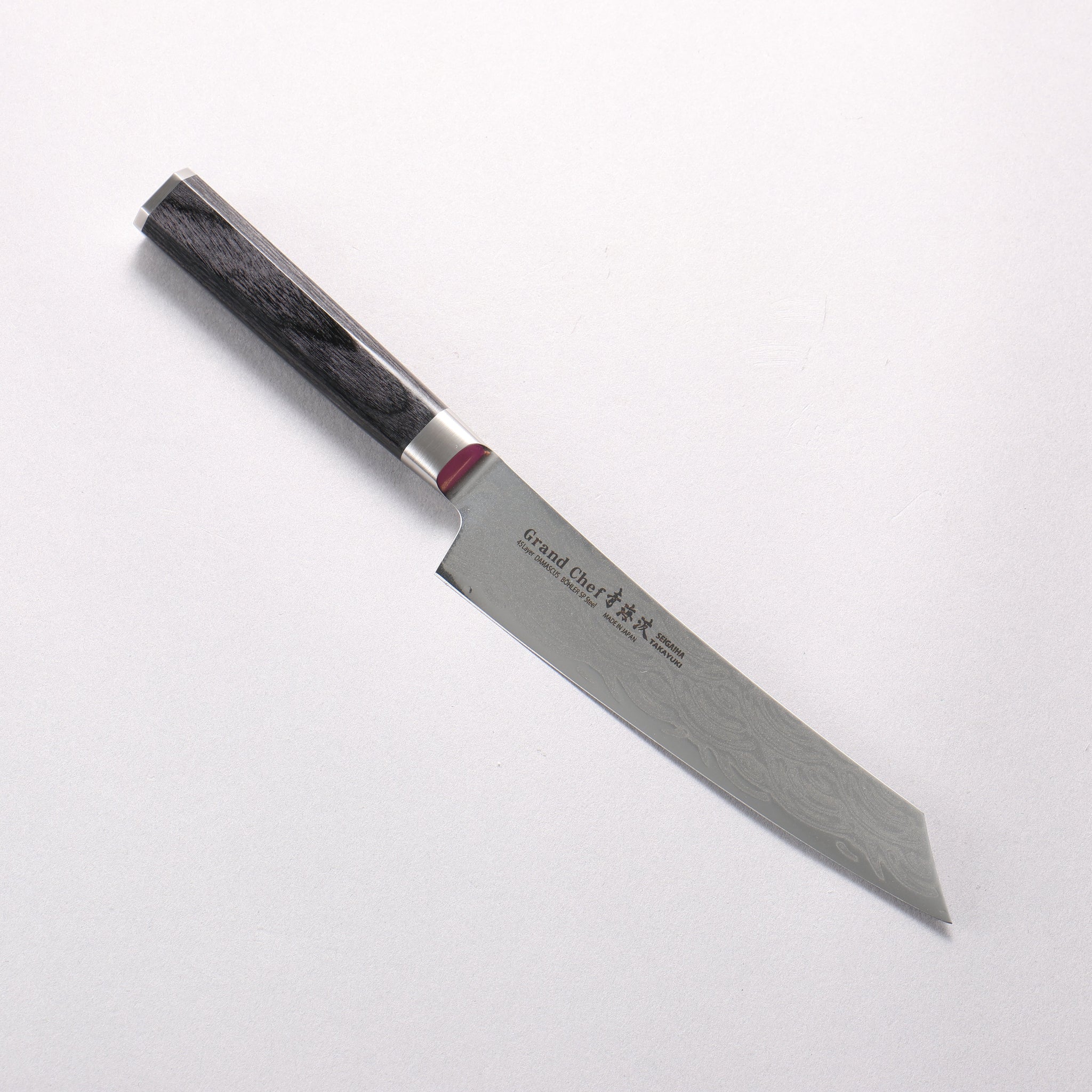 堺 孝行 青海波 Böhler SP スチール 45層ダマスカス 磨き仕上げ 剣型ペティナイフ包丁 150mm 黒合板柄