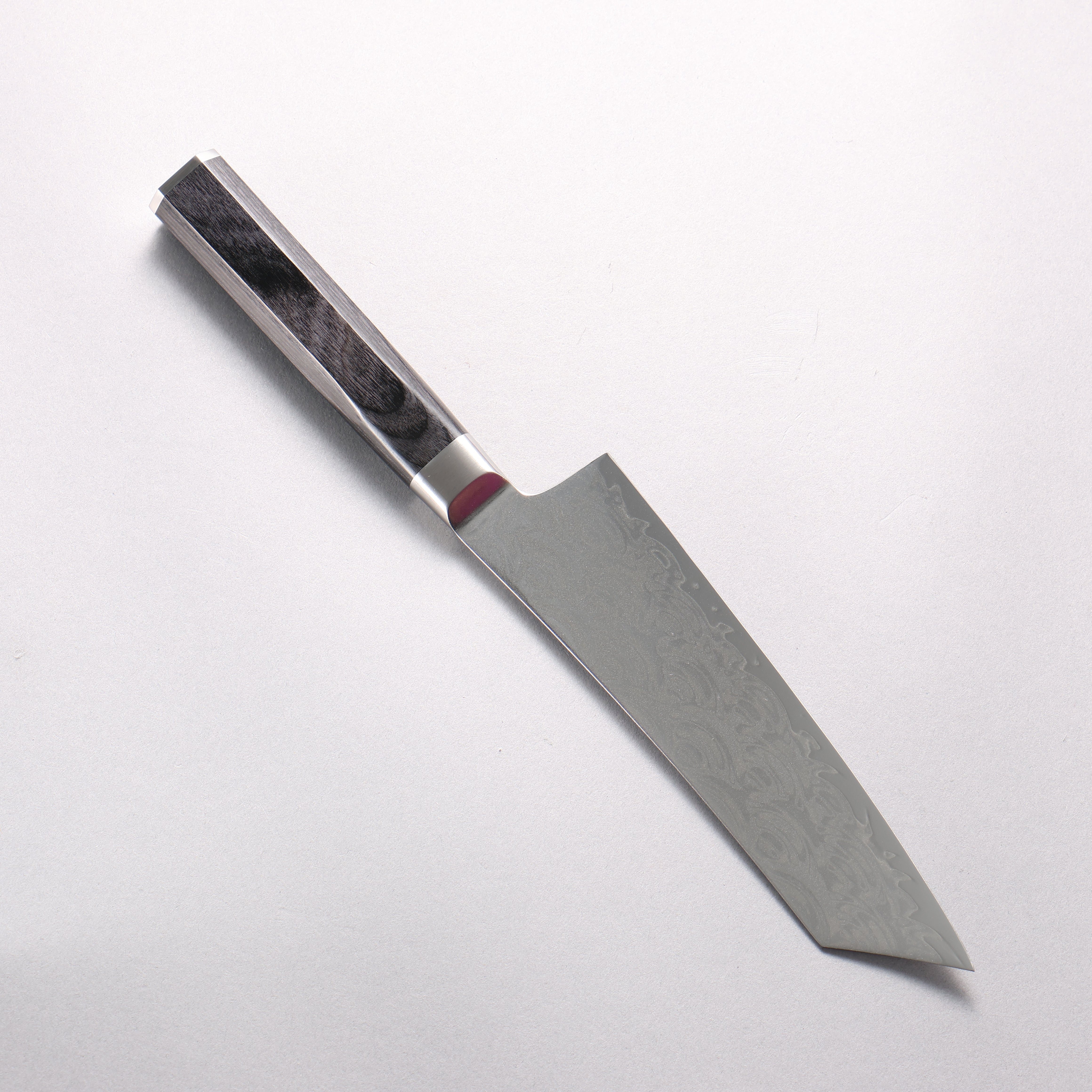 堺 孝行 青海波 Böhler SP スチール 45層ダマスカス 磨き仕上げ 剣型三徳包丁 160mm 黒合板柄