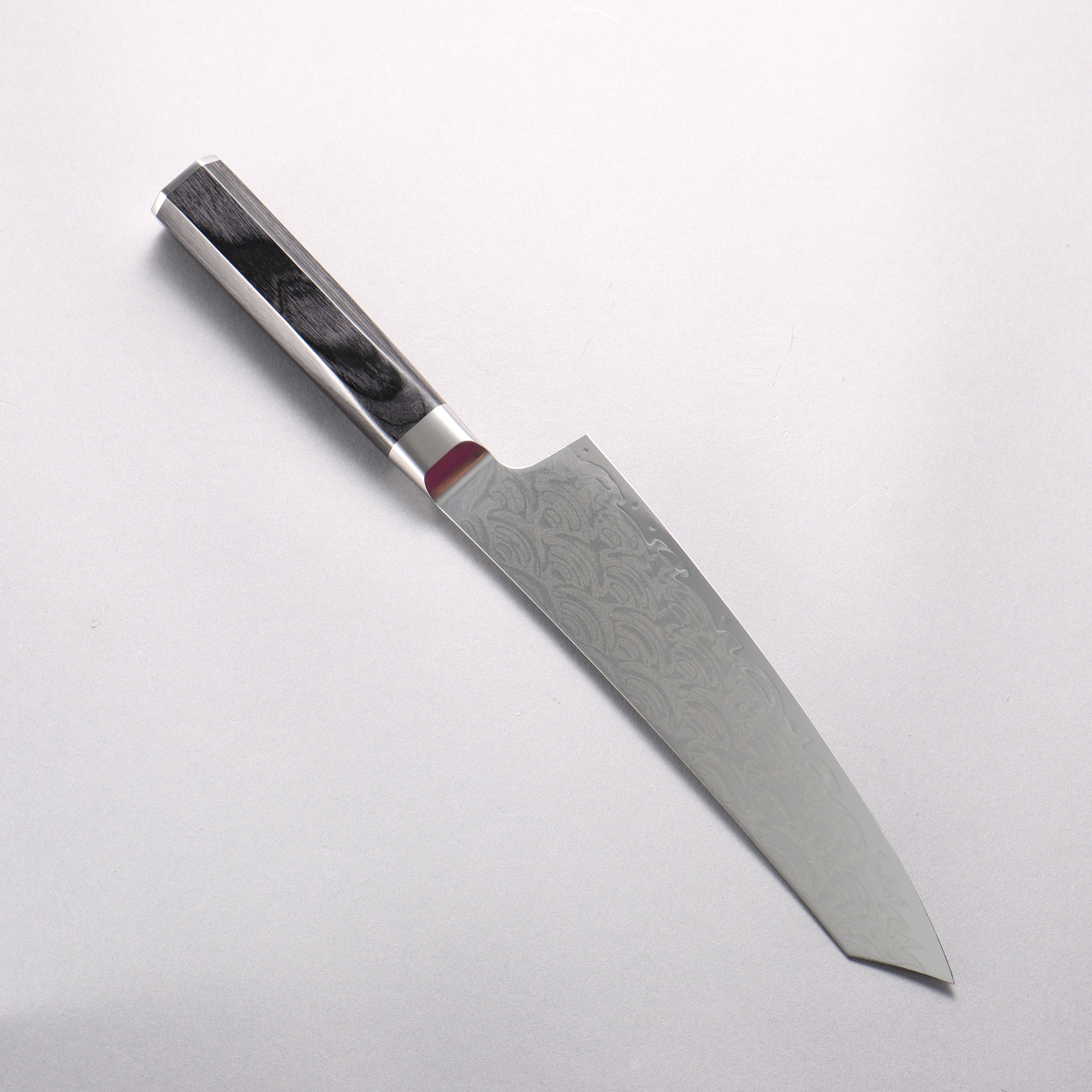 堺 孝行 青海波 Böhler SP スチール 45層ダマスカス 磨き仕上げ 剣型牛刀包丁 190mm 黒合板柄