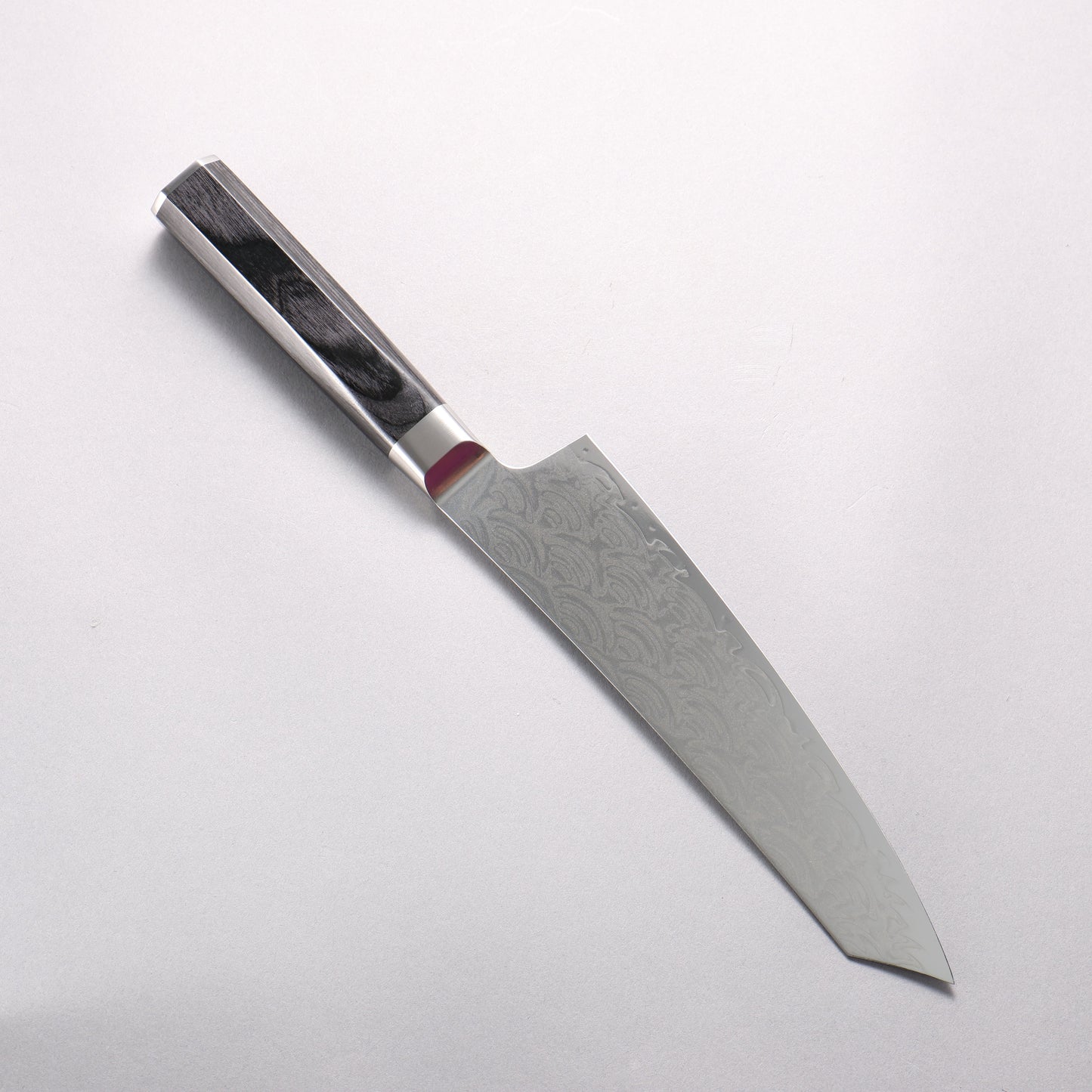 堺 孝行 青海波 Böhler SP スチール 45層ダマスカス 磨き仕上げ 剣型牛刀包丁 190mm 黒合板柄