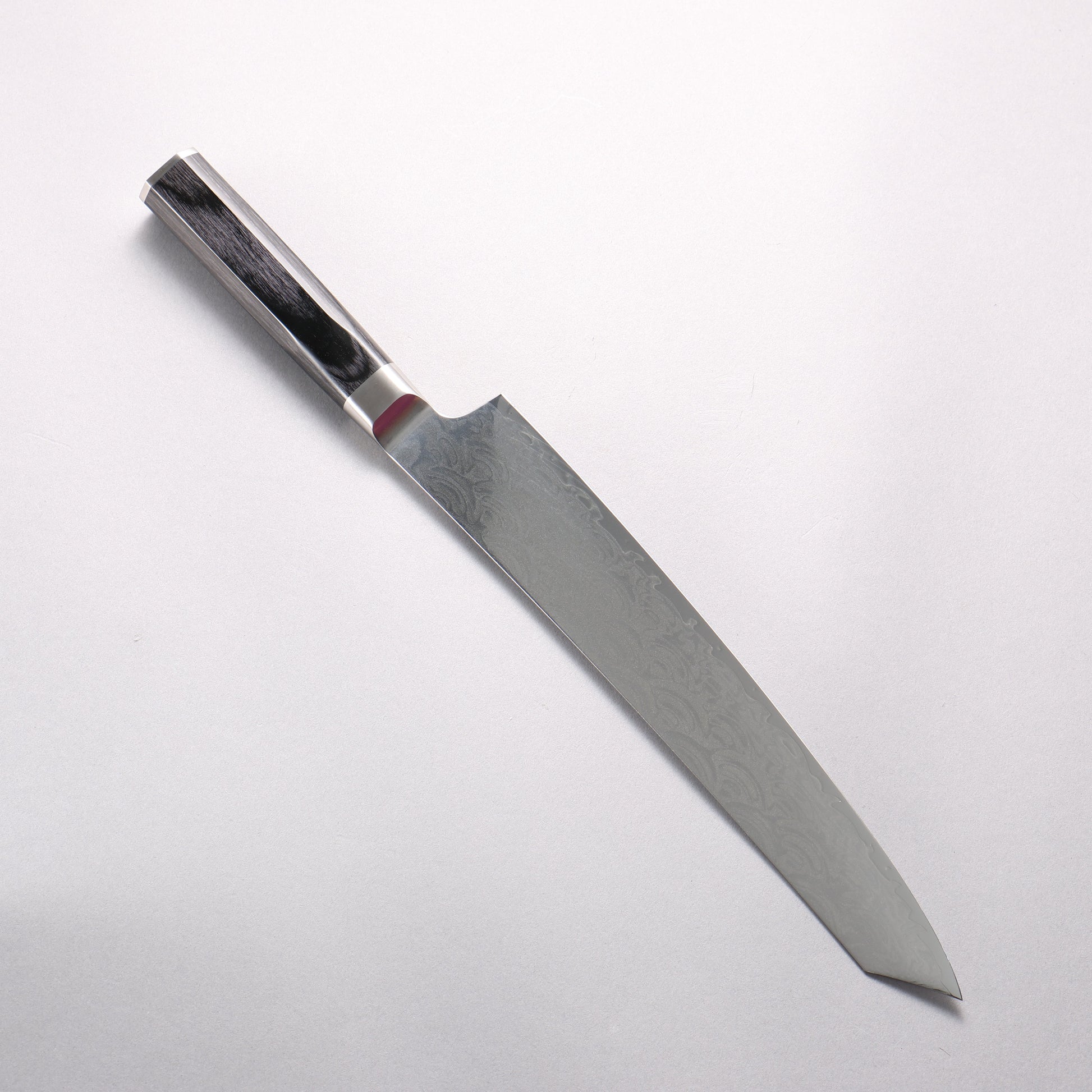 堺 孝行 青海波 Böhler SP スチール 45層ダマスカス 磨き仕上げ 剣型筋引包丁 240mm 黒合板柄 - 清助刃物