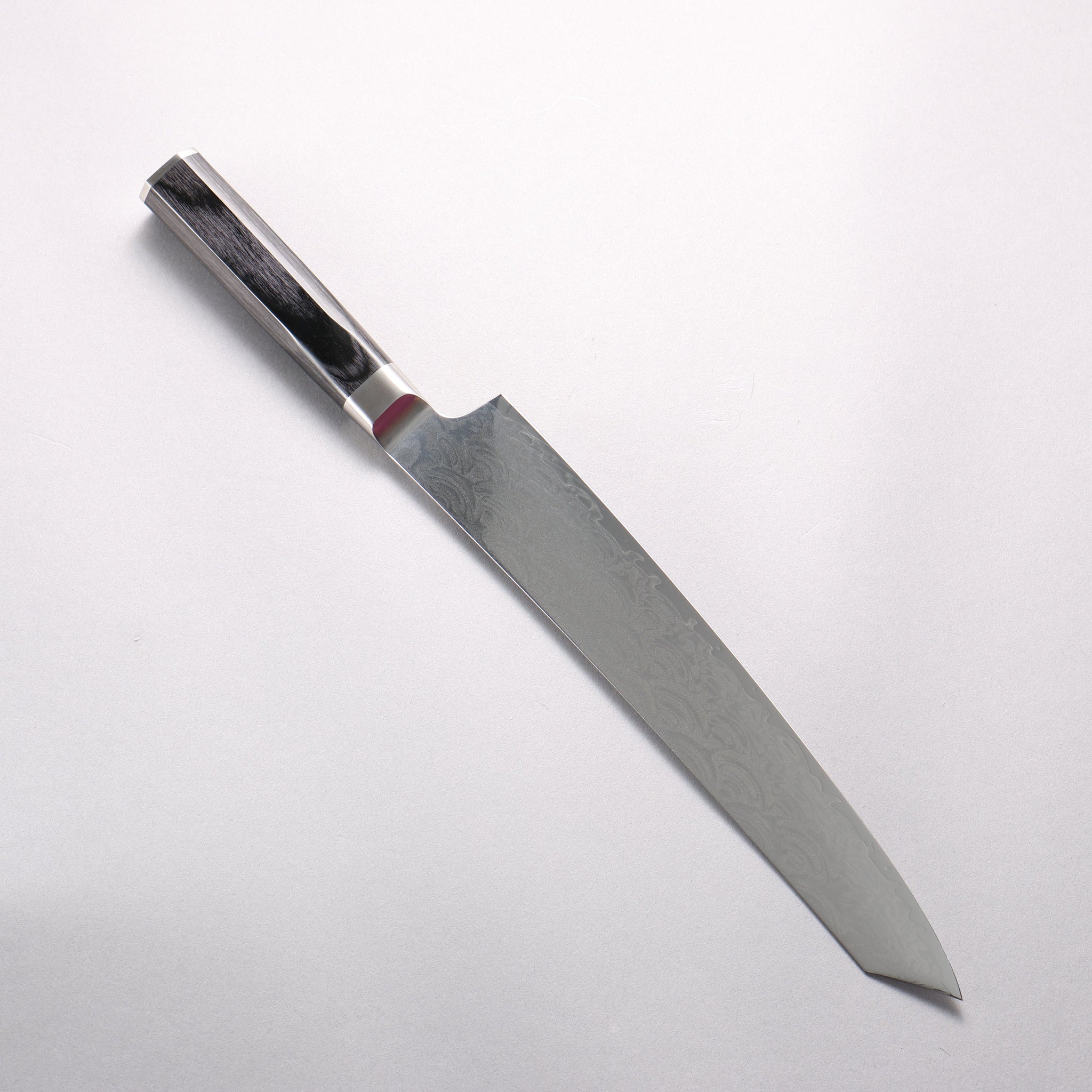 堺 孝行 青海波 Böhler SP スチール 45層ダマスカス 磨き仕上げ 剣型筋引包丁 240mm 黒合板柄