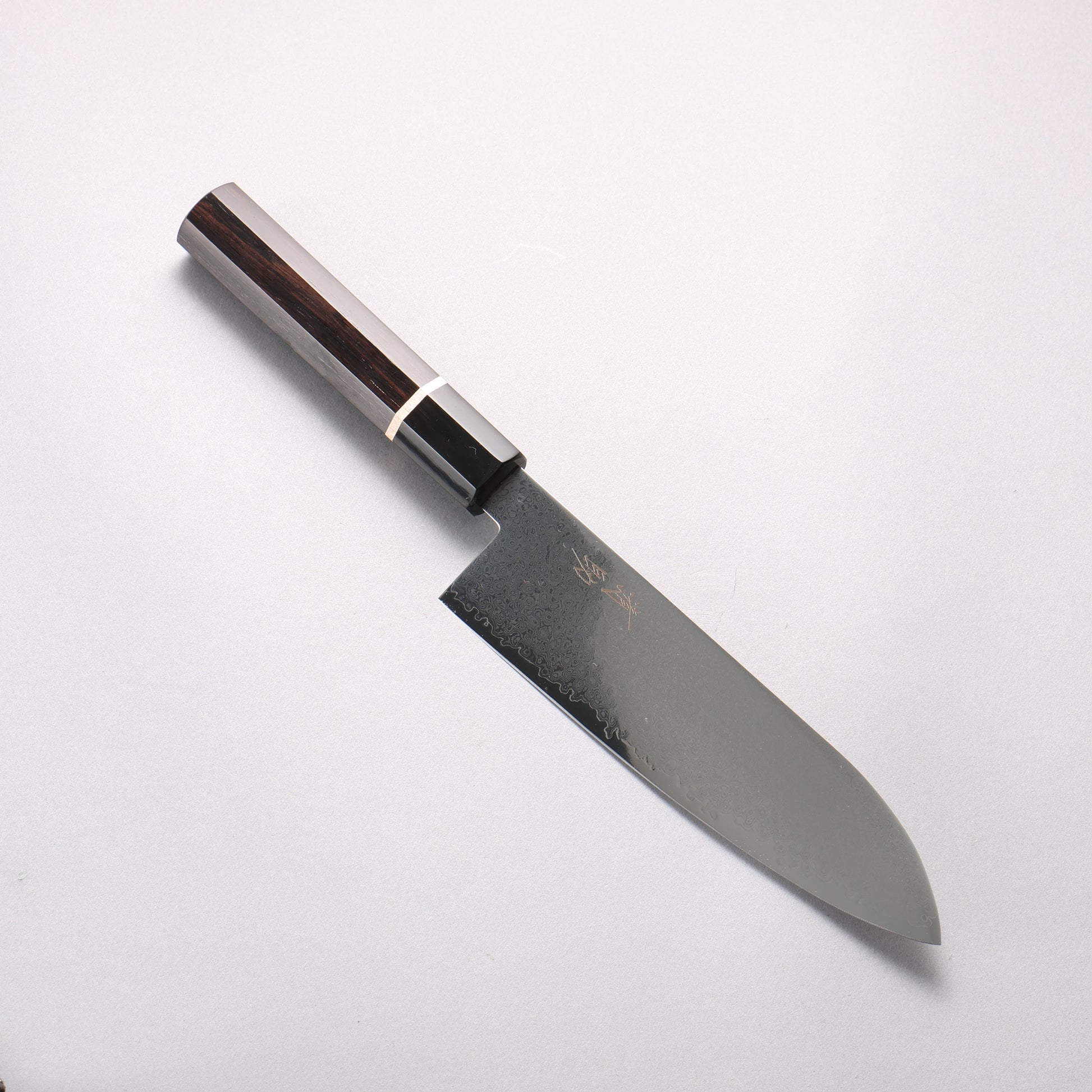 清助 V金10号 33層ダマスカス 三徳包丁 180mm 黒檀(白輪）柄 - 清助刃物