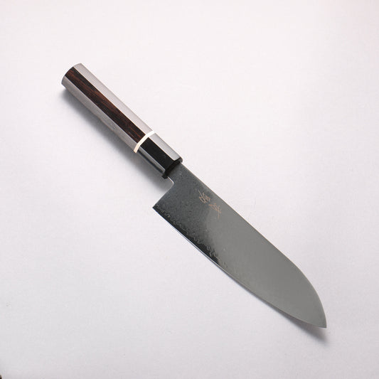 清助 V金10号 33層ダマスカス 三徳包丁 180mm 黒檀(白輪）柄 - 清助刃物