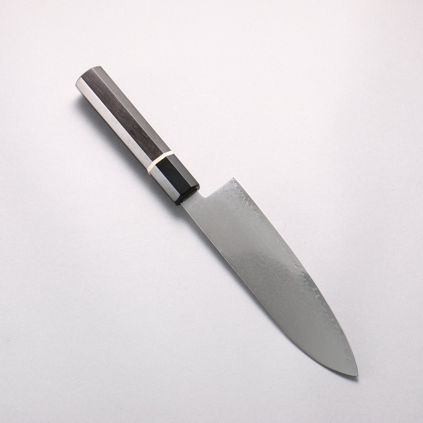 清助 V金10号 33層ダマスカス 三徳包丁 180mm 黒檀(白輪）柄 - 清助刃物