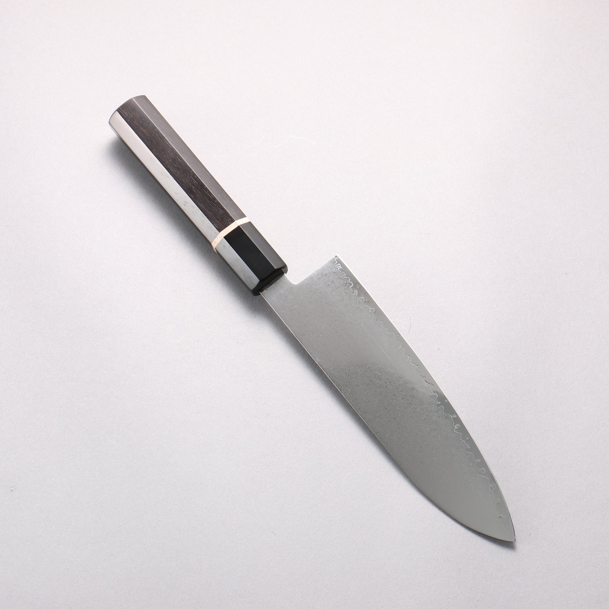 清助 V金10号 33層ダマスカス 三徳包丁 180mm 黒檀(白輪）柄 - 清助刃物