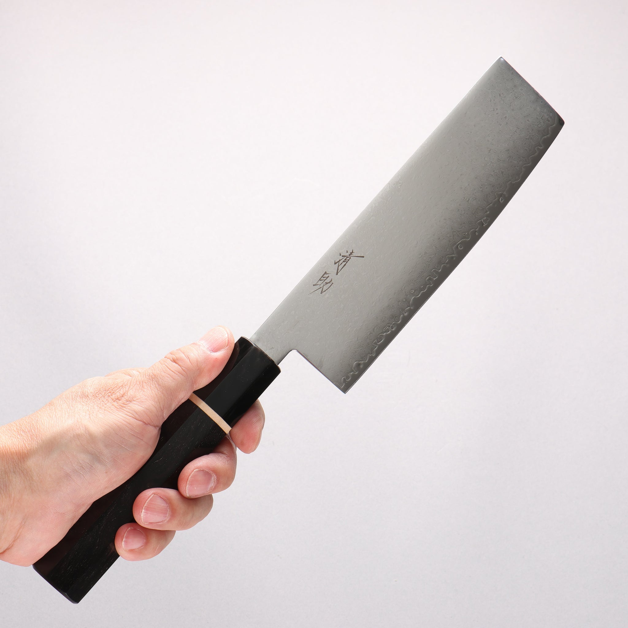 清助 V金10号 33層ダマスカス 菜切包丁 180mm 黒檀(白輪）柄 - 清助刃物