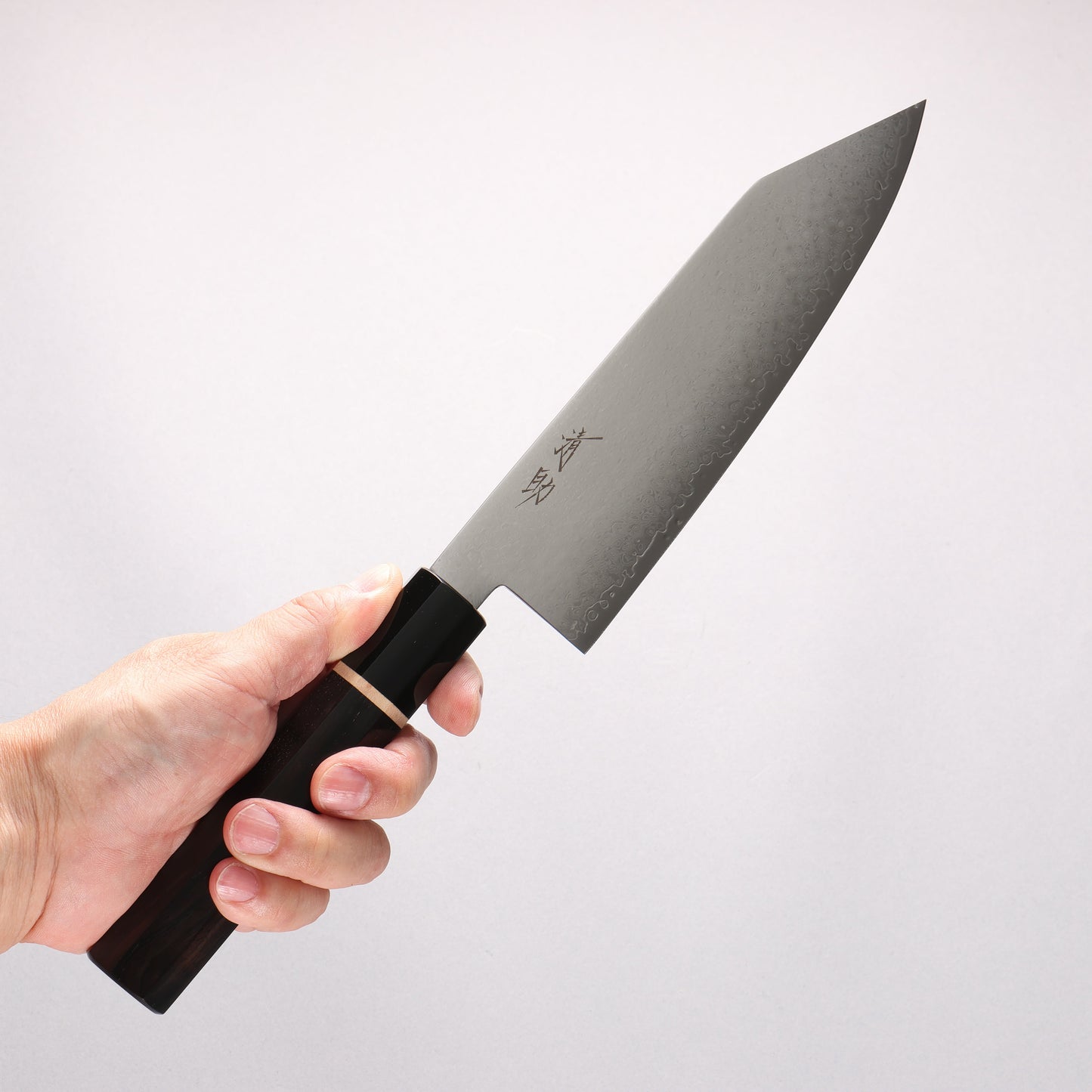 清助 V金10号 33層ダマスカス 文化包丁 180mm 黒檀(白輪）柄 - 清助刃物