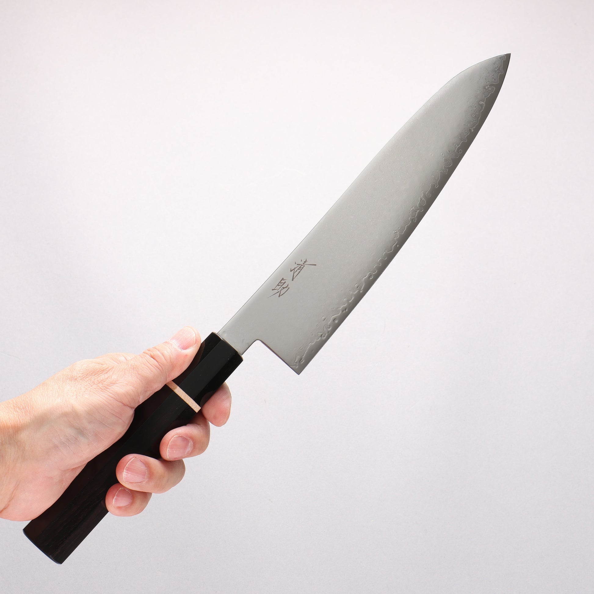 清助 V金10号 33層ダマスカス 牛刀包丁 210mm 黒檀(白輪）柄 - 清助刃物