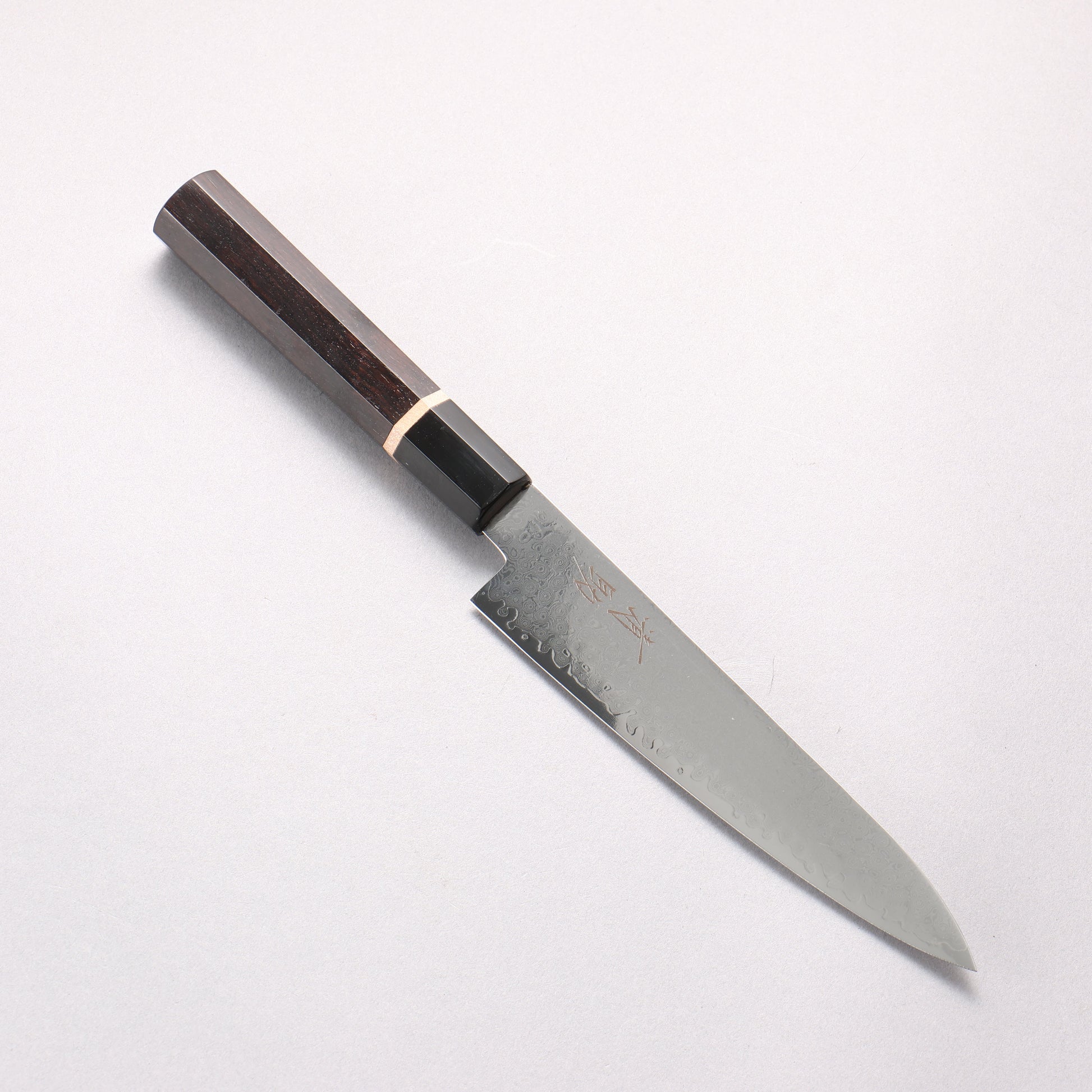 清助 V金10号 33層ダマスカス ペティーナイフ 150mm 黒檀(白輪）柄 - 清助刃物