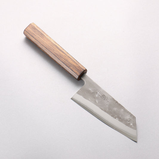翁流 SLD鋼 梨地 小文化包丁 125mm 樫　（煤黒）柄 