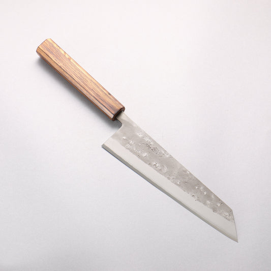 翁流 SLD鋼 梨地 切付牛刀包丁 200mm 樫　（煤黒）柄 
